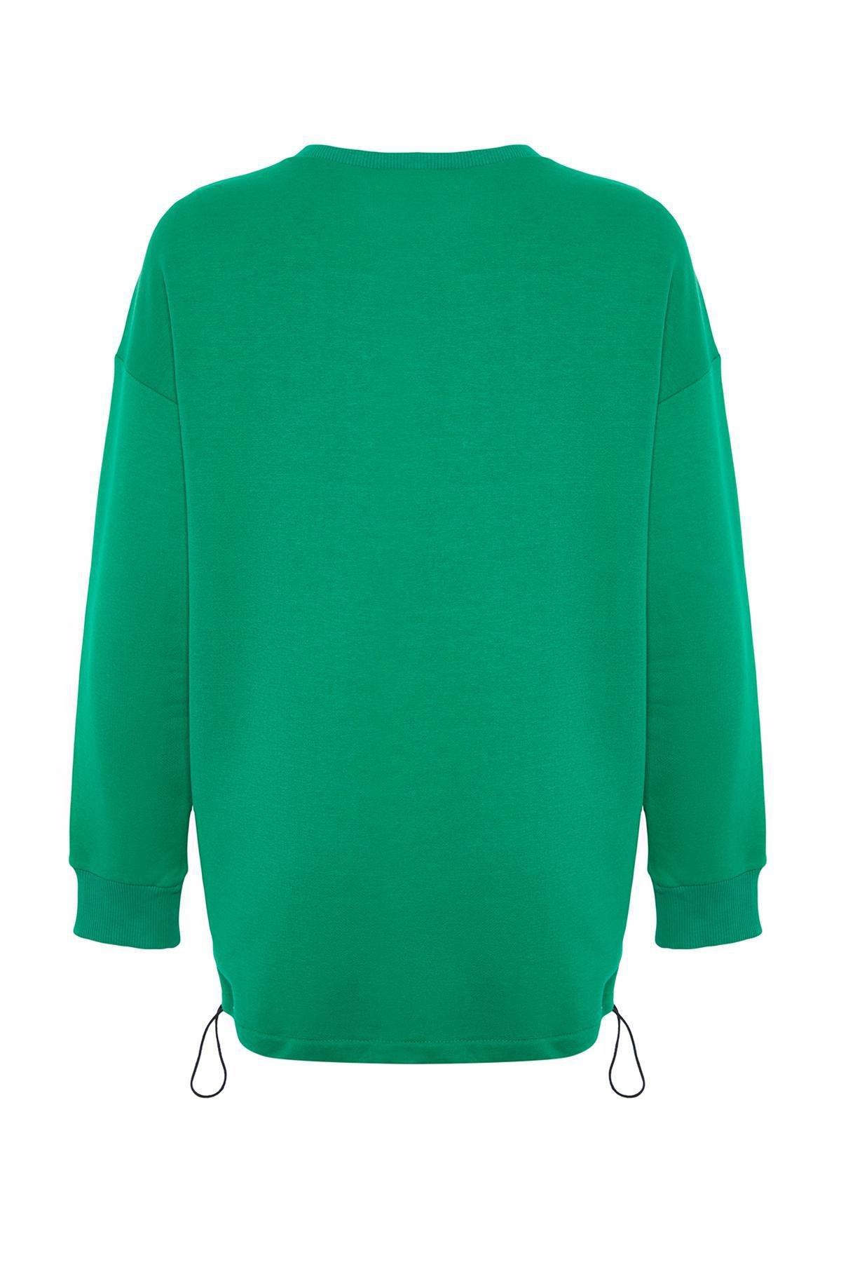 Trendyol - Green Elastic Waistband Knitted Sweatshirt
