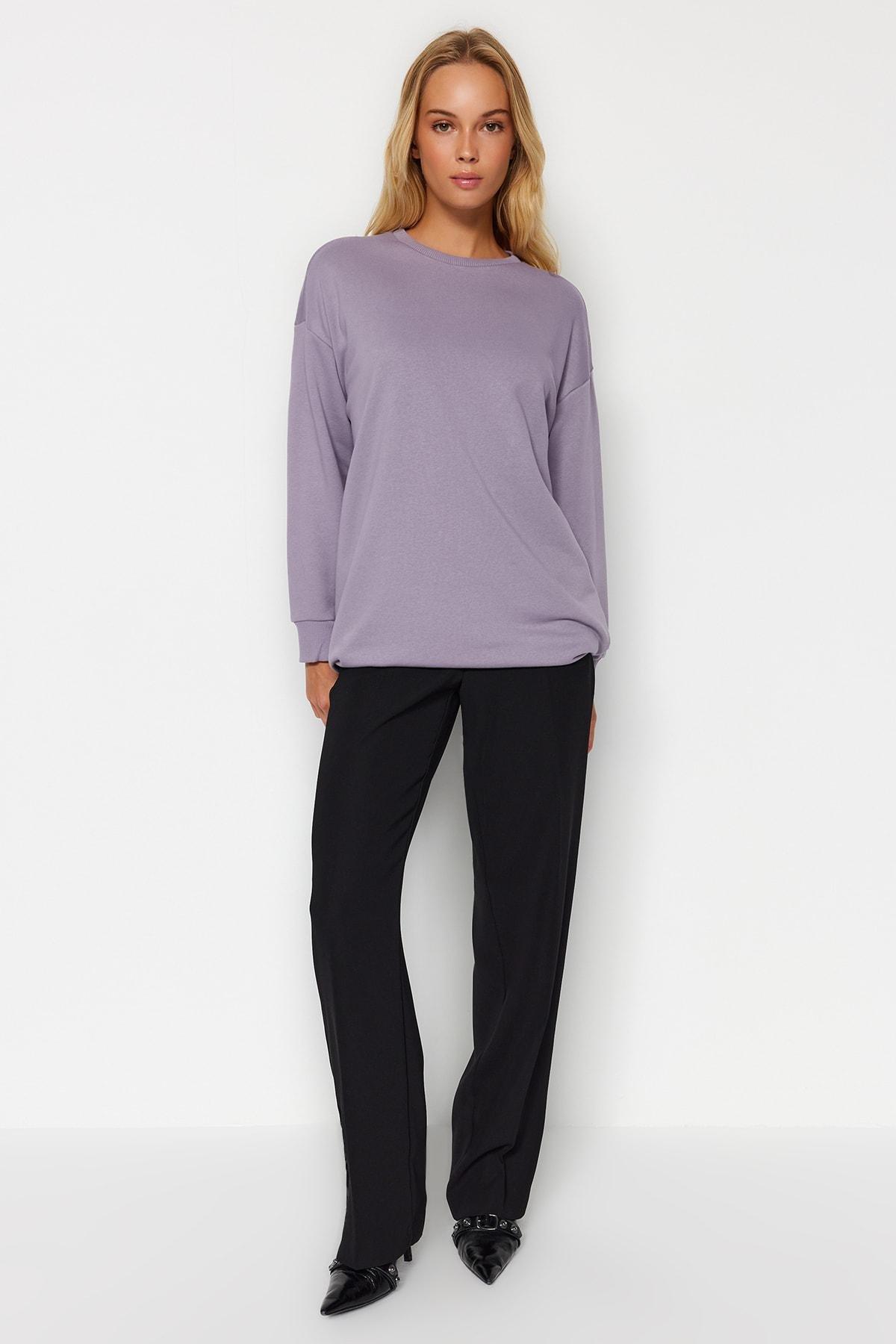 Trendyol - Purple Elastic Waistband Knitted Sweatshirt