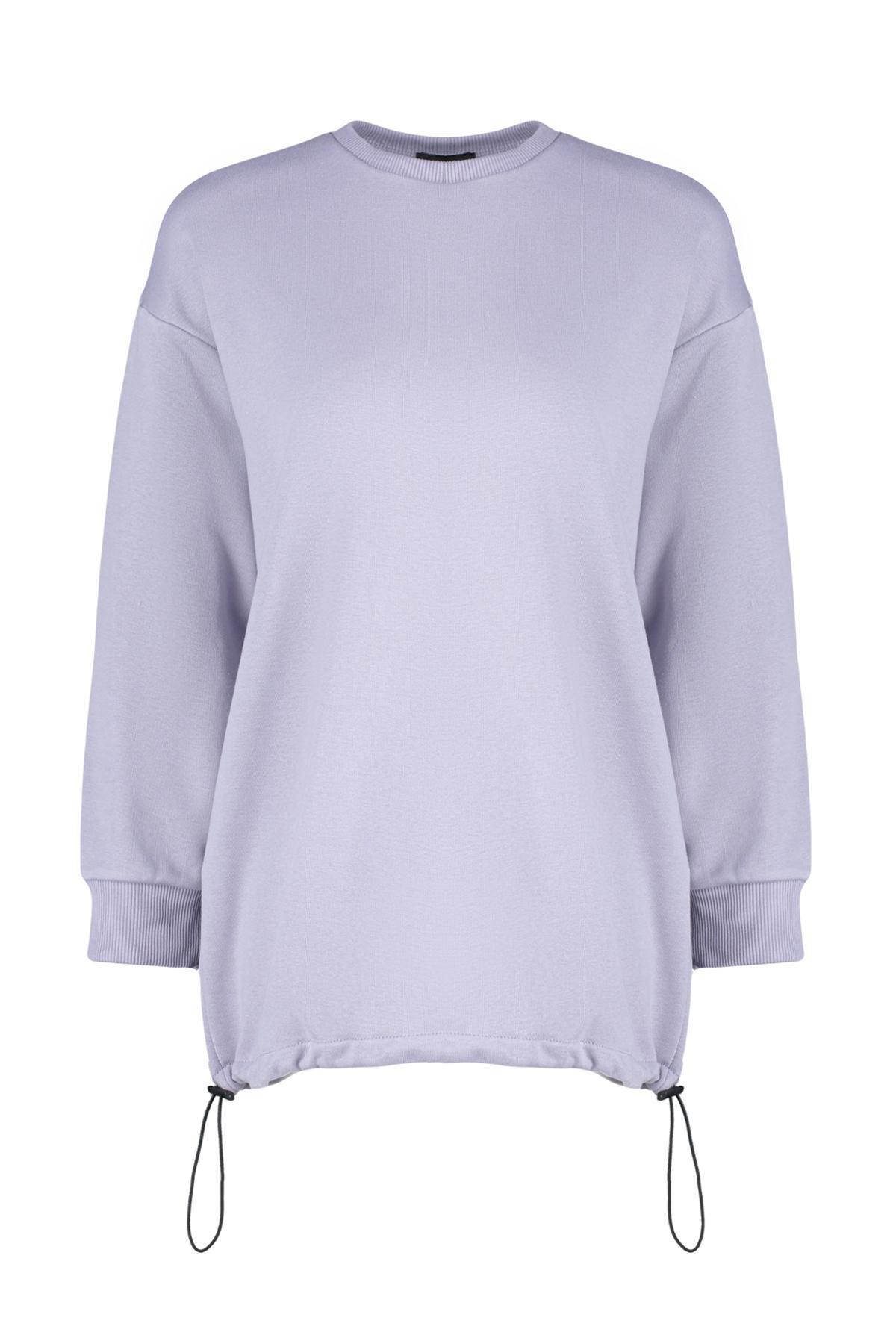 Trendyol - Purple Elastic Waistband Knitted Sweatshirt