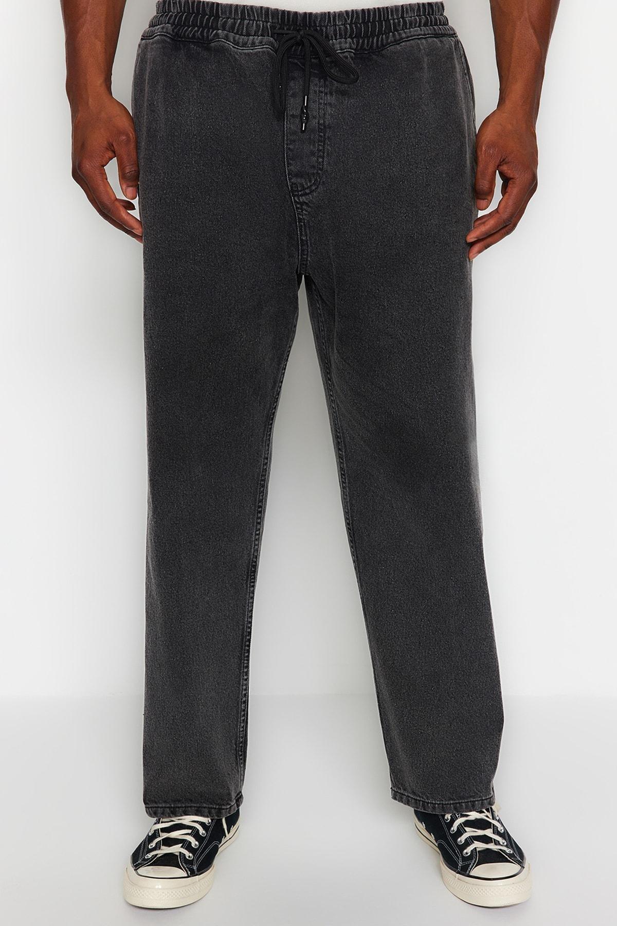 Black Wide-Cut Oversized Jeans, , large image number 1