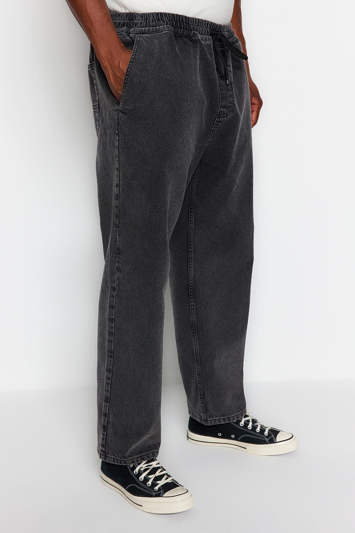 Black Wide-Cut Oversized Jeans, , large image number 3