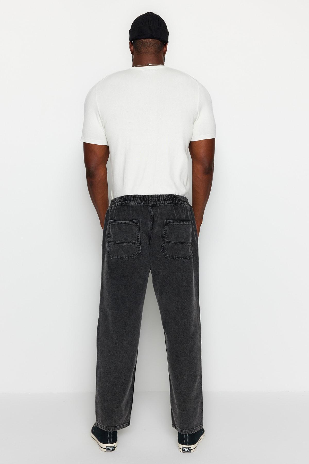 Black Wide-Cut Oversized Jeans, , large image number 4
