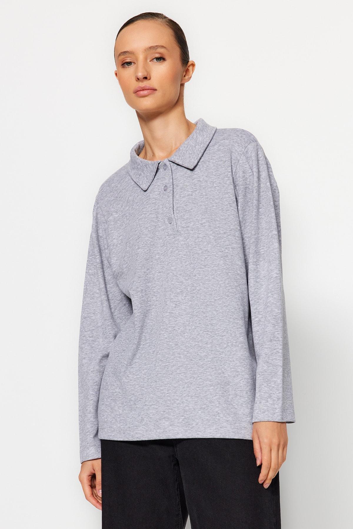 Trendyol - Grey Polo Neck Knitted Tunic