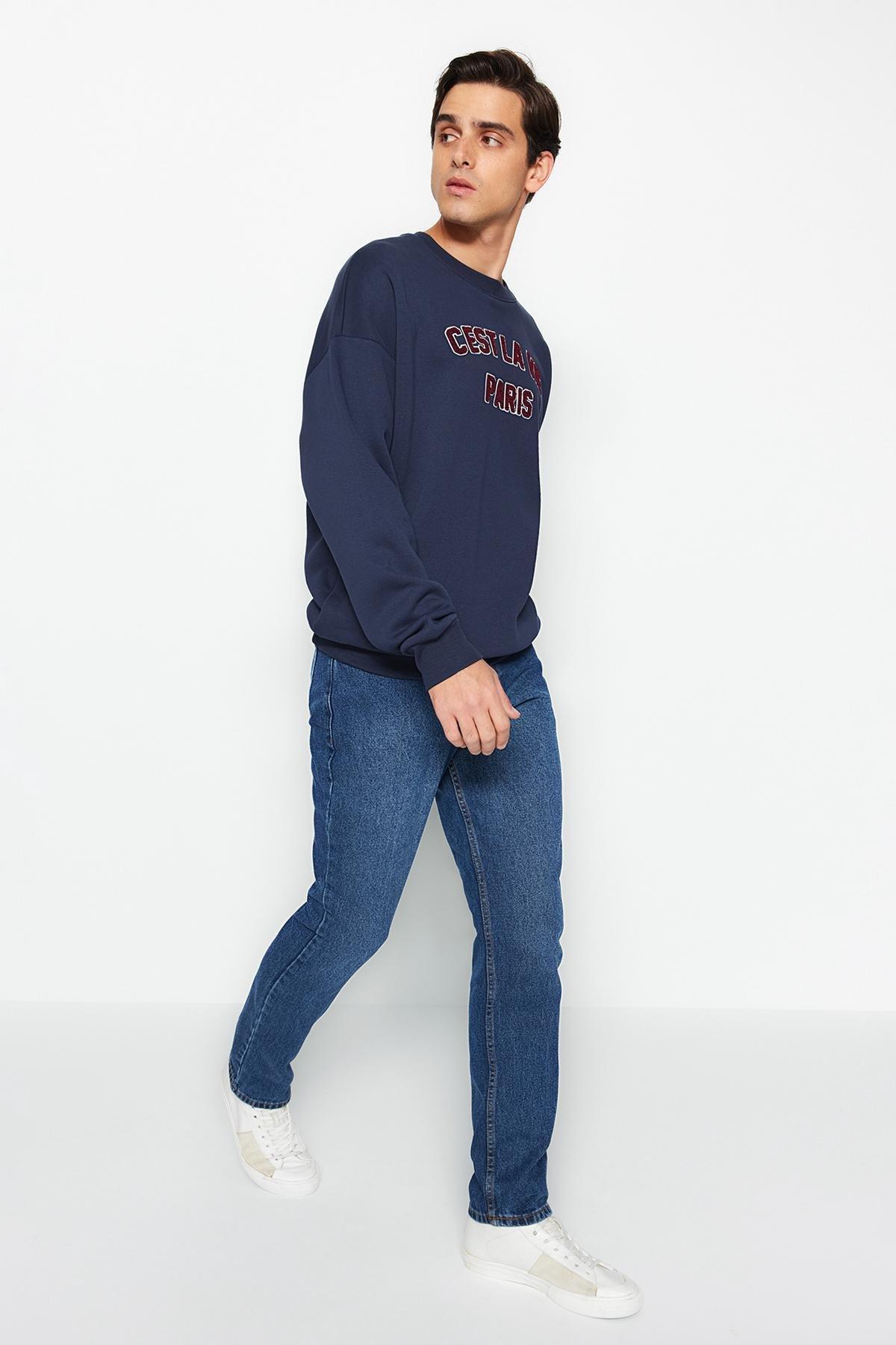 Blue Straight Fit Jeans <br>, , large image number 5