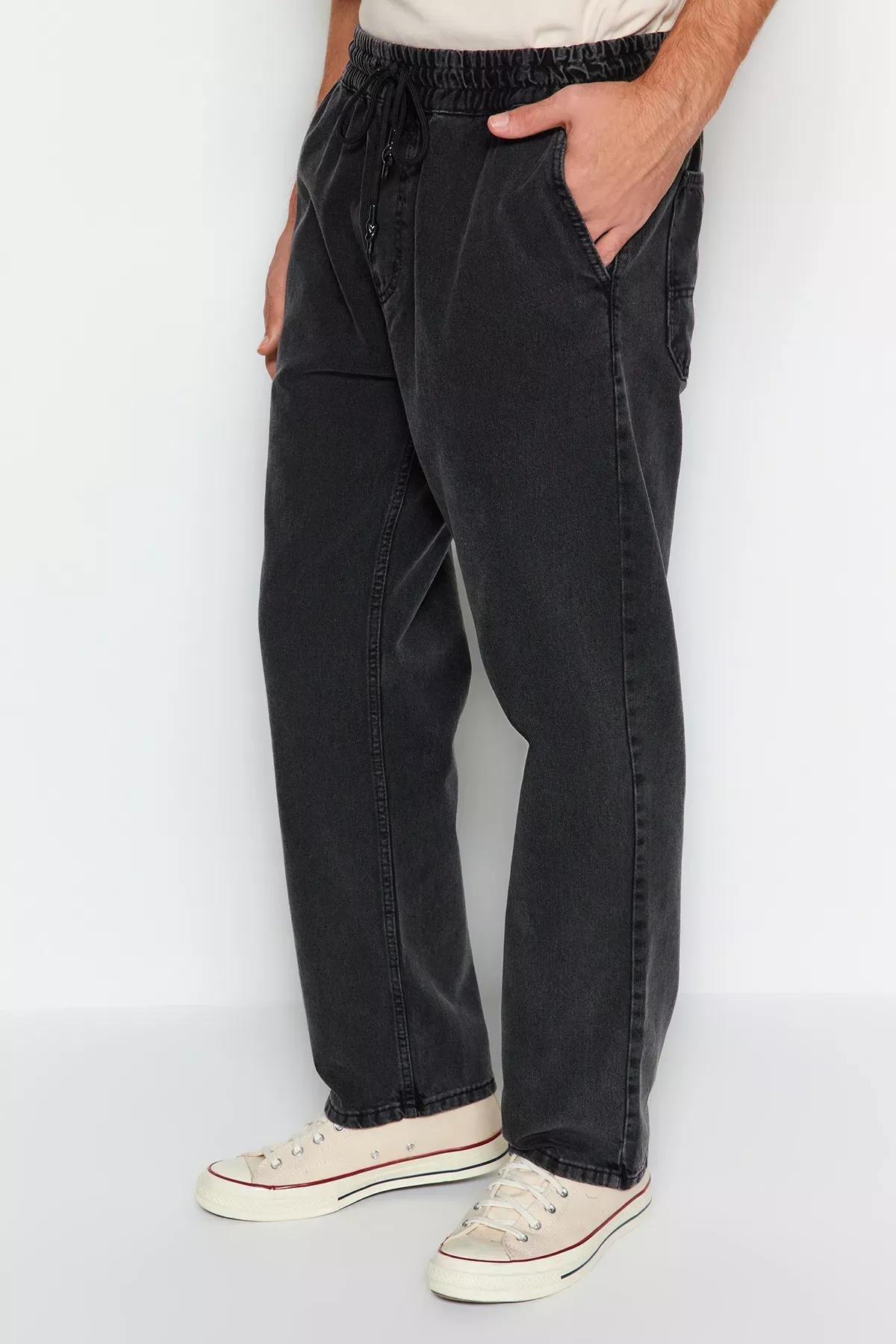 Black Elastic Waist Denim Jeans, C101_1522, medium