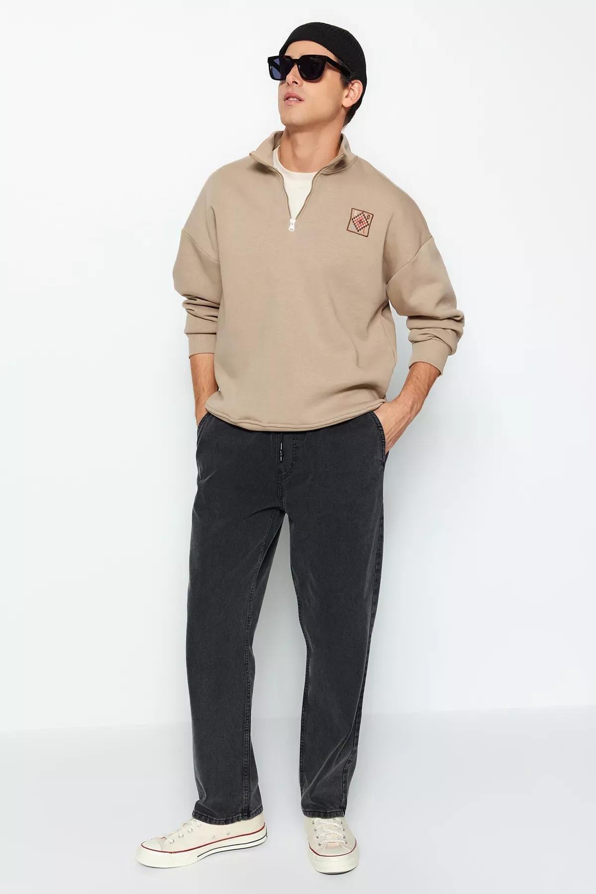 Black Elastic Waist Denim Jeans, C101_1522, medium