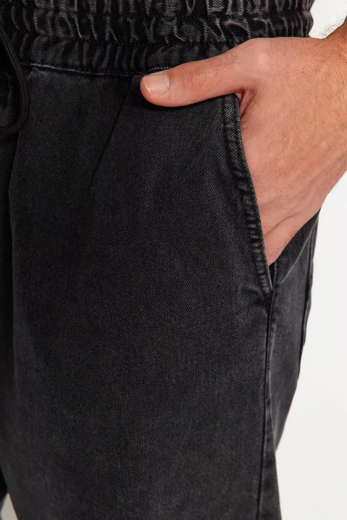 Black Elastic Waist Denim Jeans, , large image number 4