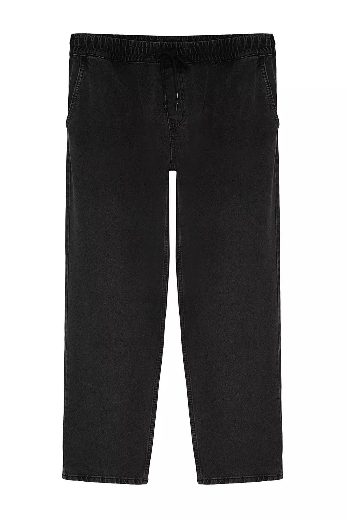 Black Elastic Waist Denim Jeans, , large image number 5
