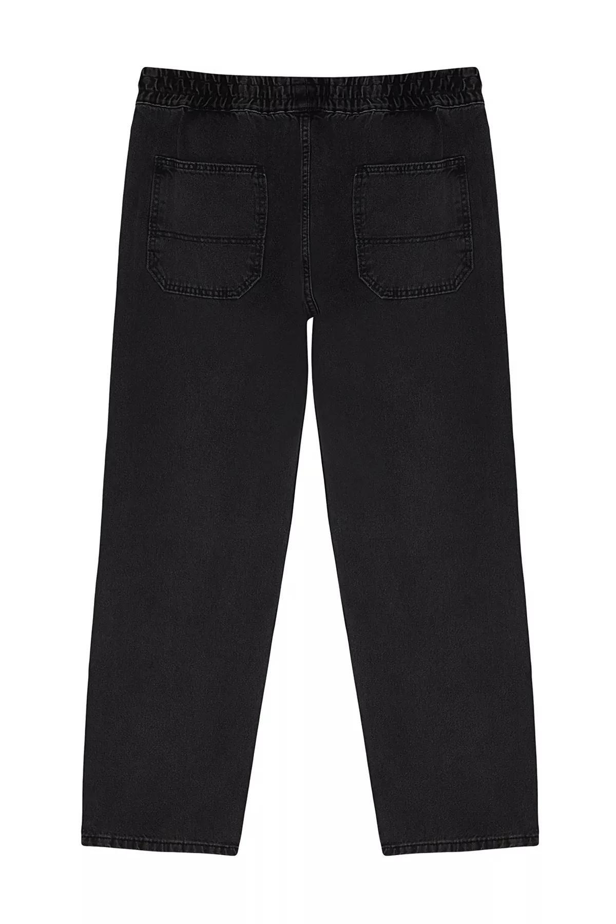 Black Elastic Waist Denim Jeans, , large image number 7