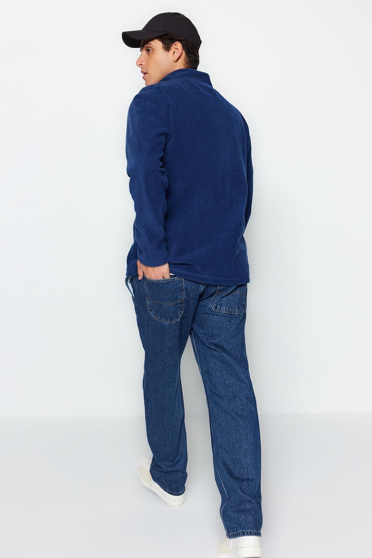 Navy Regular Fit Elastic Waist Jeans, , large image number 1