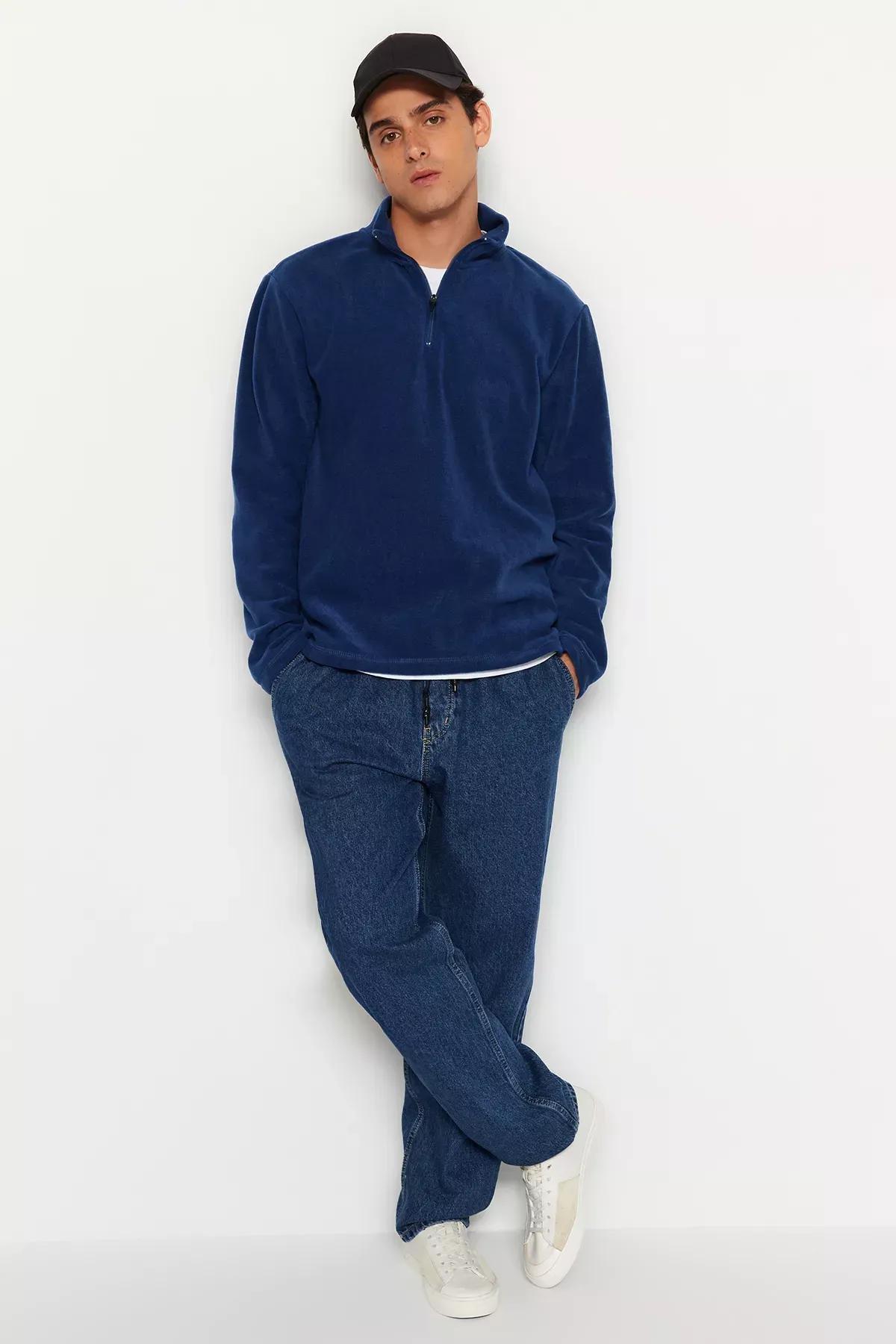 Navy Regular Fit Elastic Waist Jeans, Navy blue-2002, medium