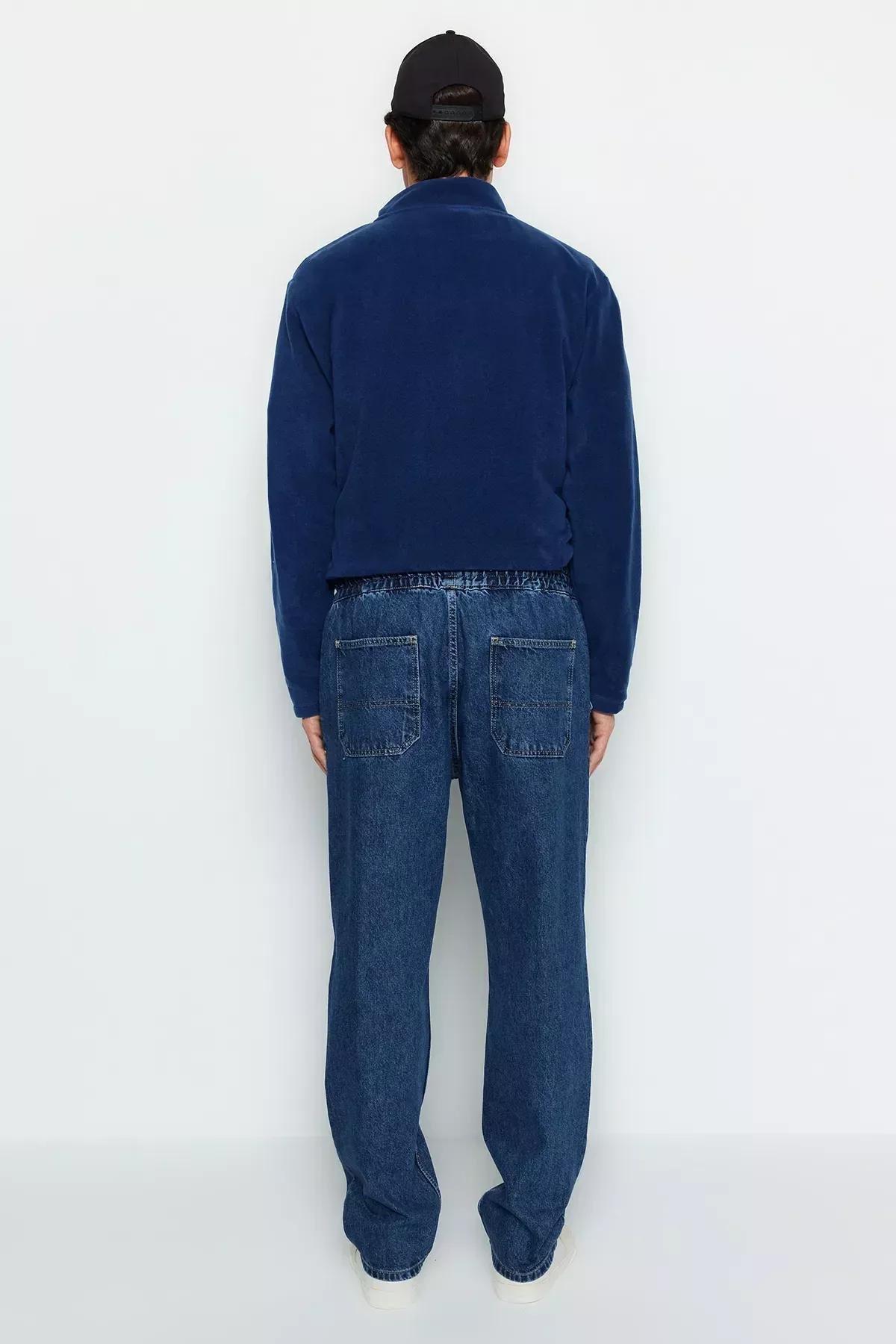Navy Regular Fit Elastic Waist Jeans, Navy blue-2002, large image number 5