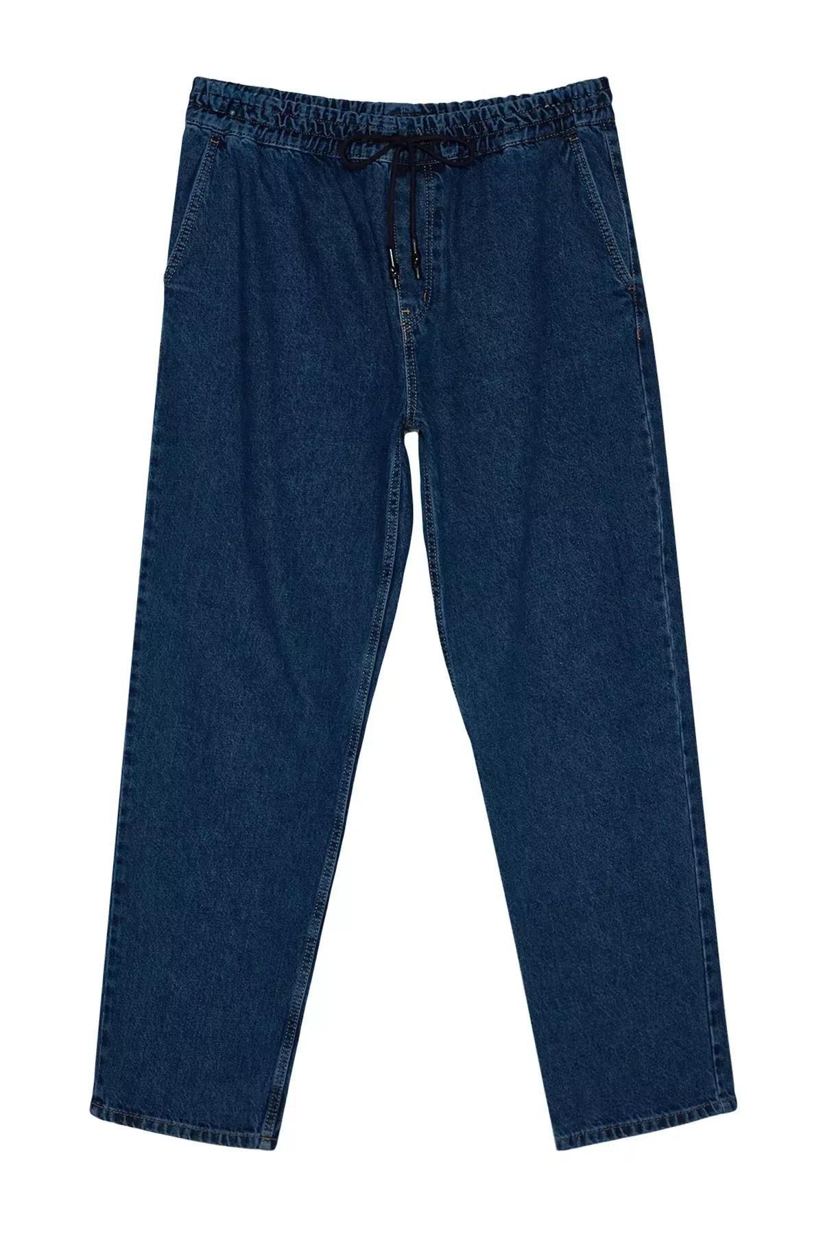 Navy Regular Fit Elastic Waist Jeans, Navy blue-2002, large image number 6