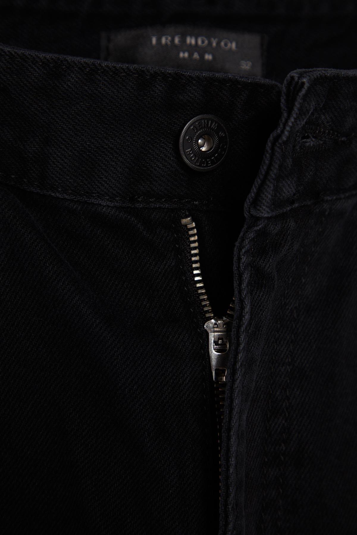 Black Cargo Pockets Wide Fit Jeans, , large image number 5