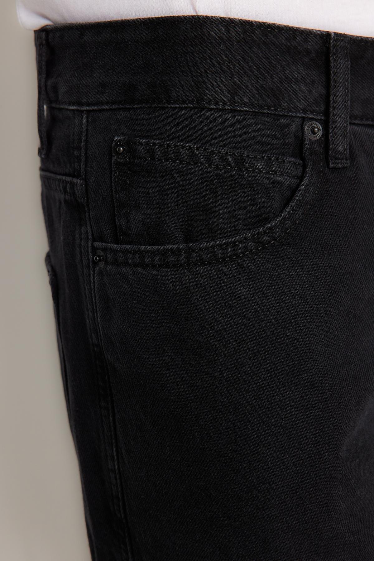 Black Cargo Pockets Wide Fit Jeans, , large image number 6