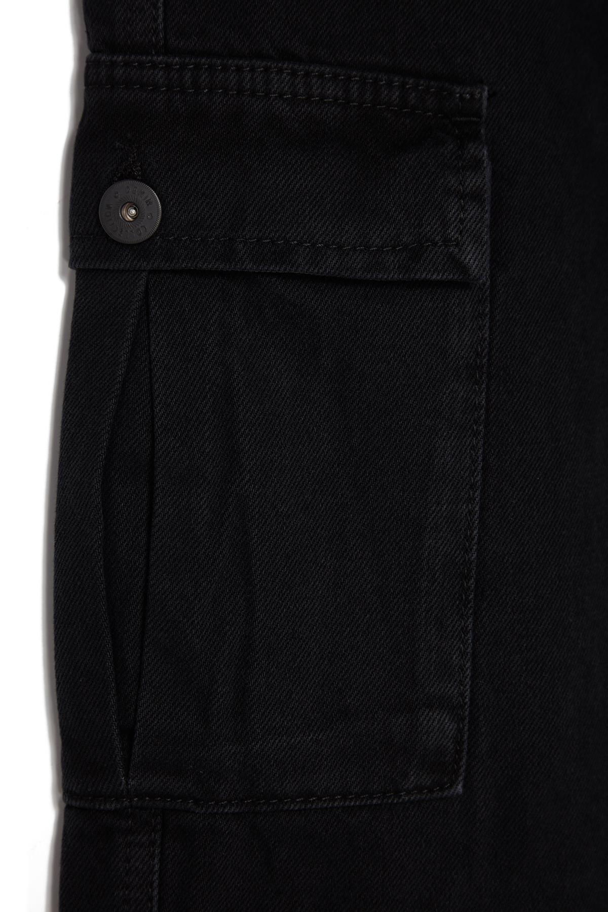 Black Cargo Pockets Wide Fit Jeans, , large image number 7