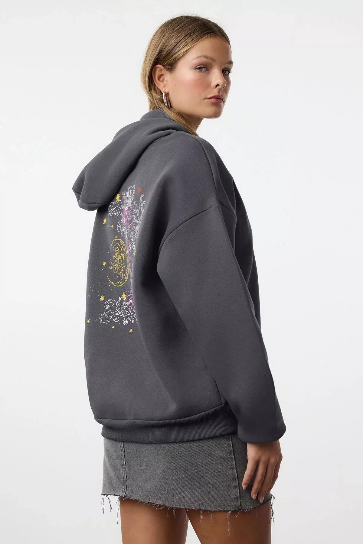 Grey Fleece Hooded Sweatshirt, , large image number 0
