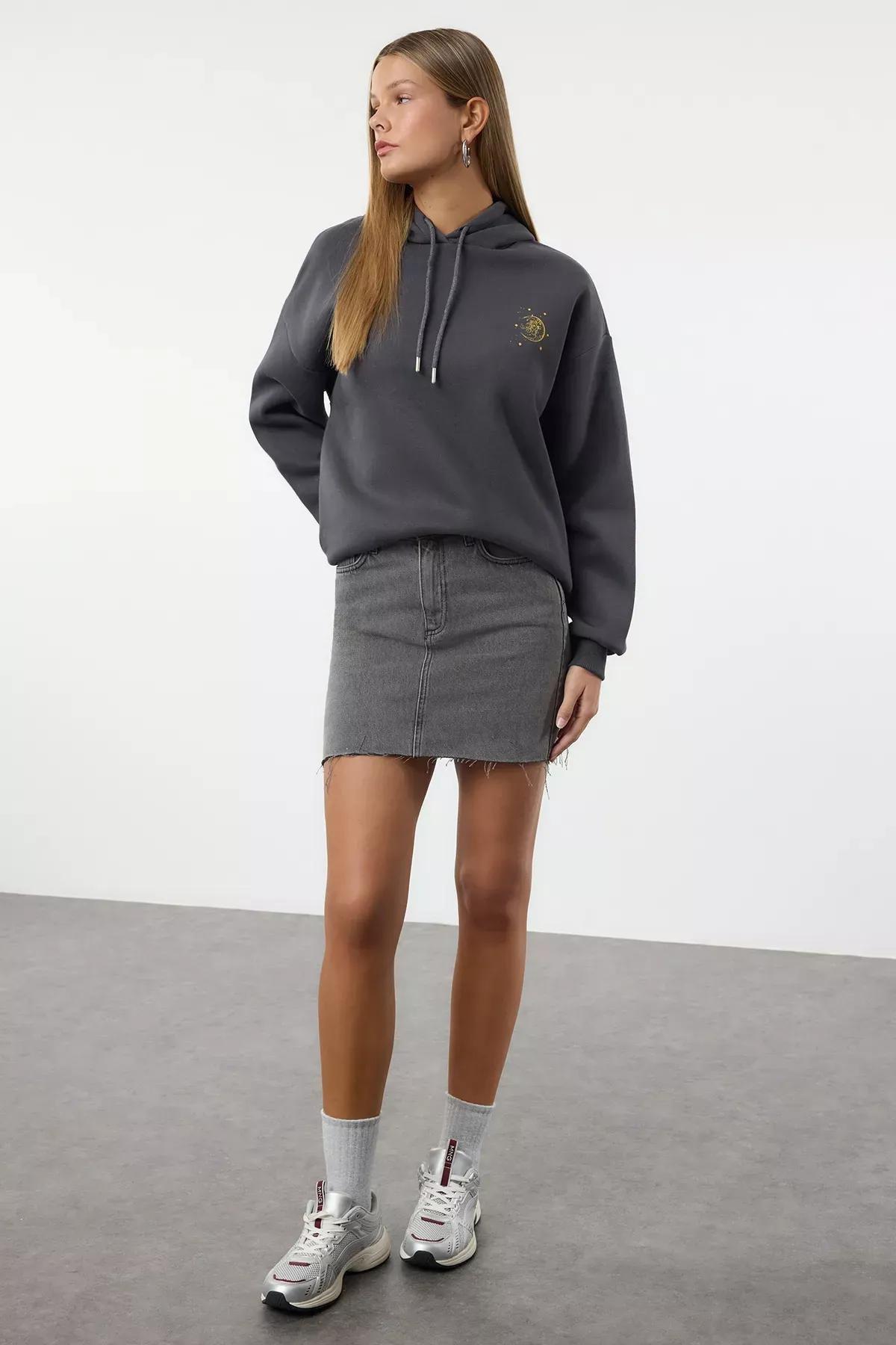 Grey Fleece Hooded Sweatshirt, , large image number 1