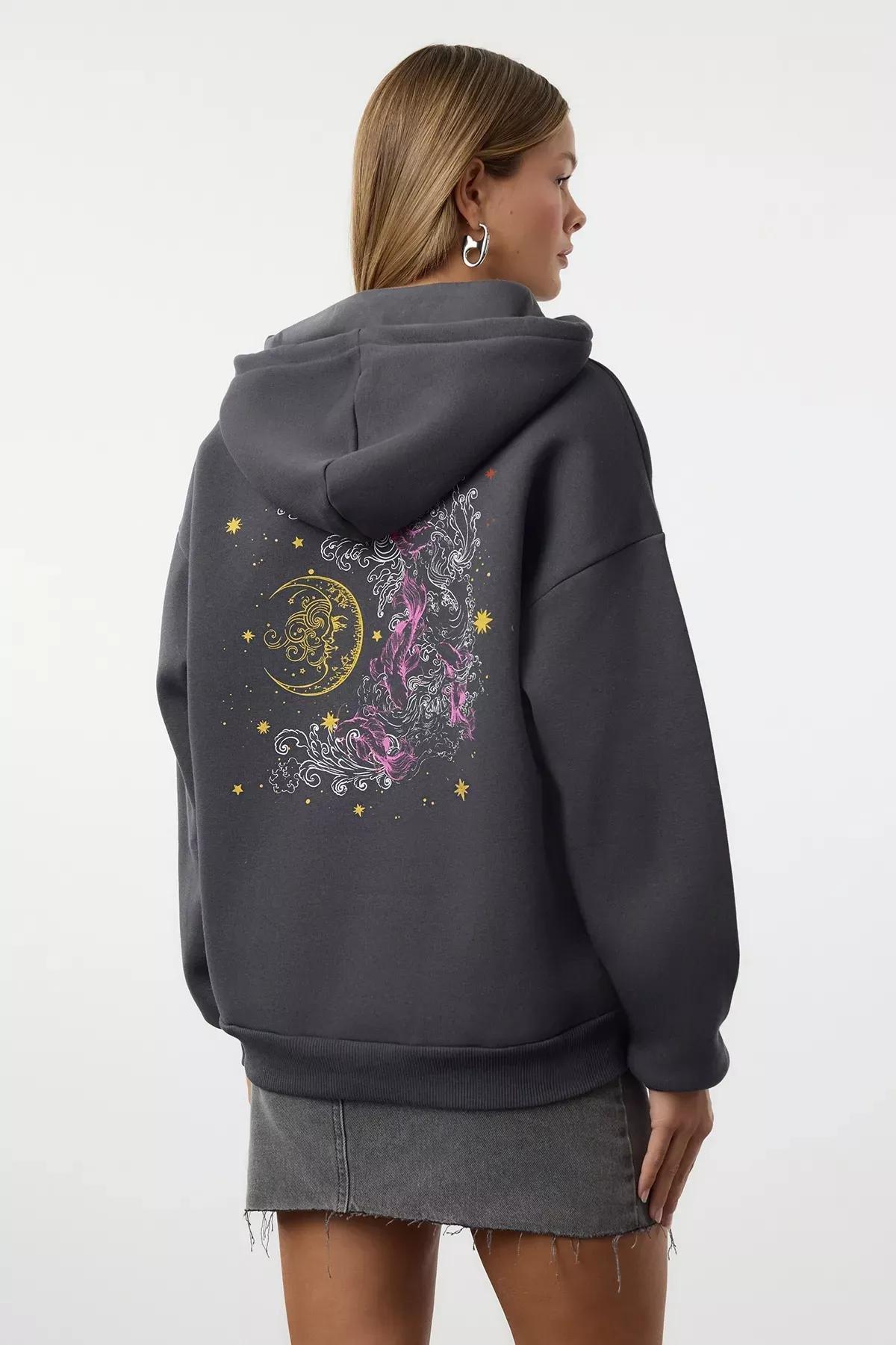 Grey Fleece Hooded Sweatshirt, , large image number 4
