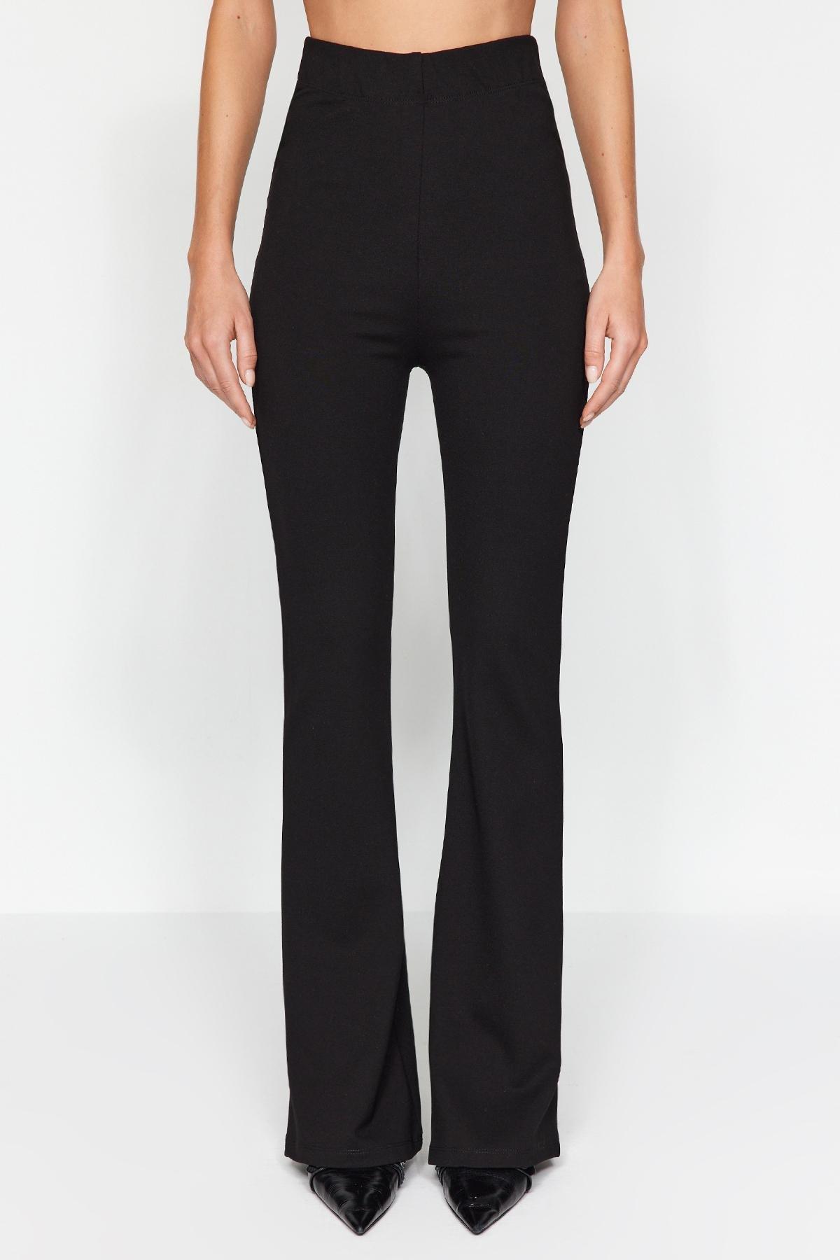 Black Slimming High Waist Flared Trousers, , large image number 3