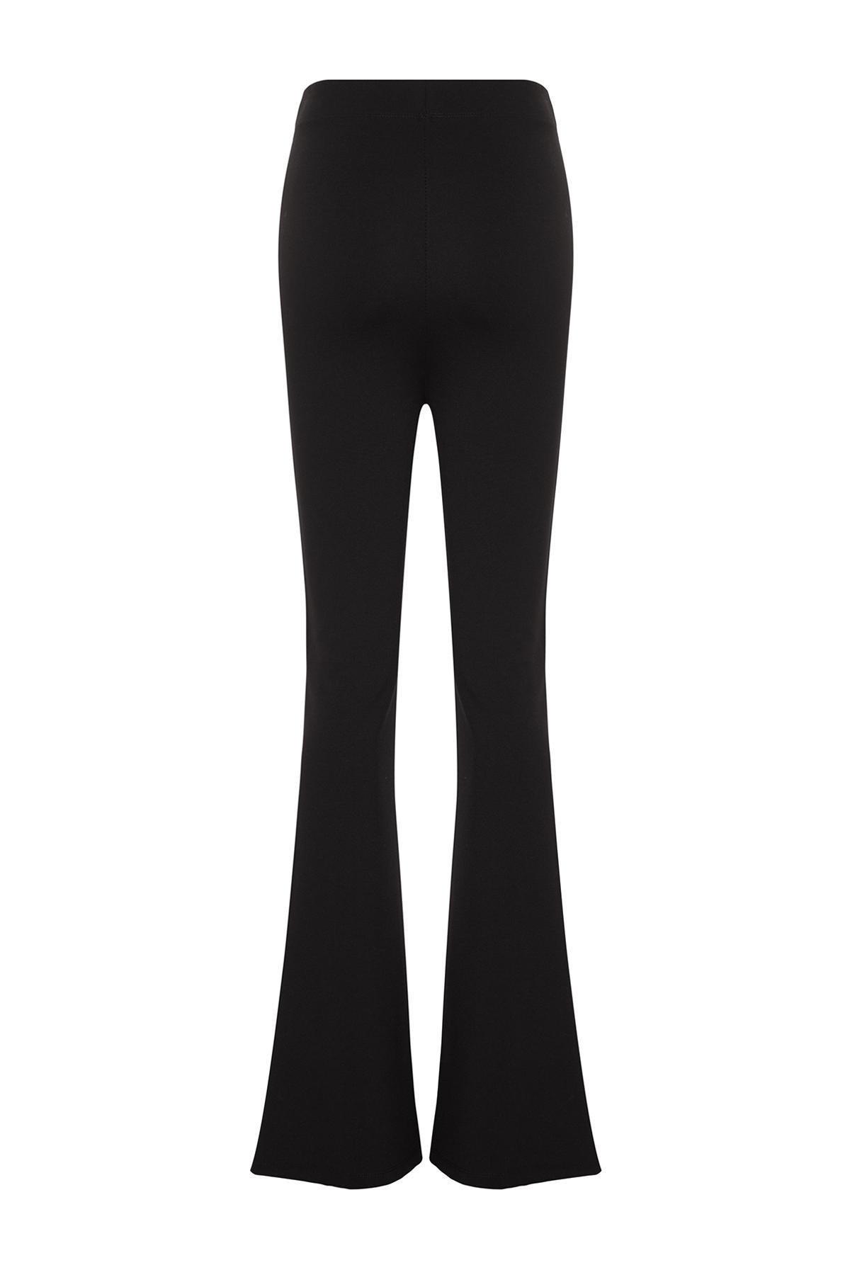 Black Slimming High Waist Flared Trousers, , large image number 6