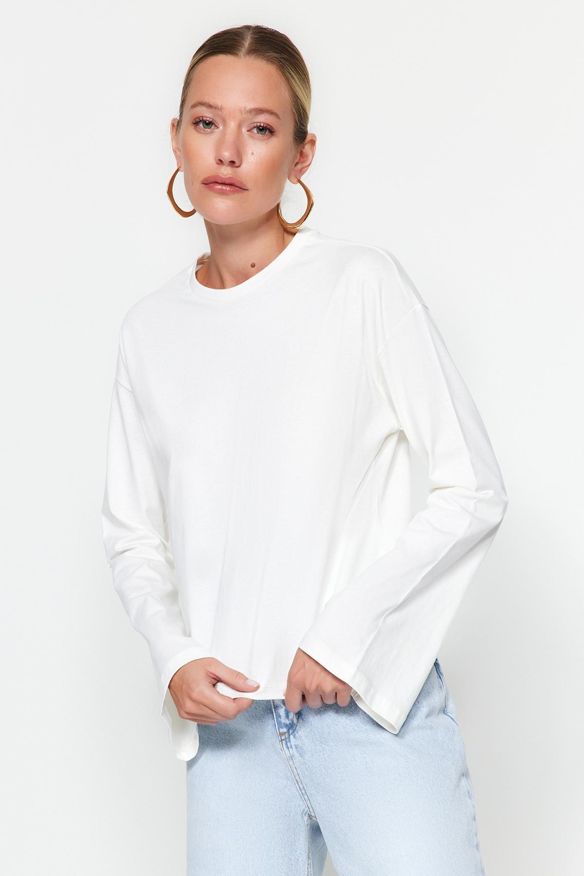 Trendyol - Ecru Premium Spanish Sleeve Knitted T-Shirt
