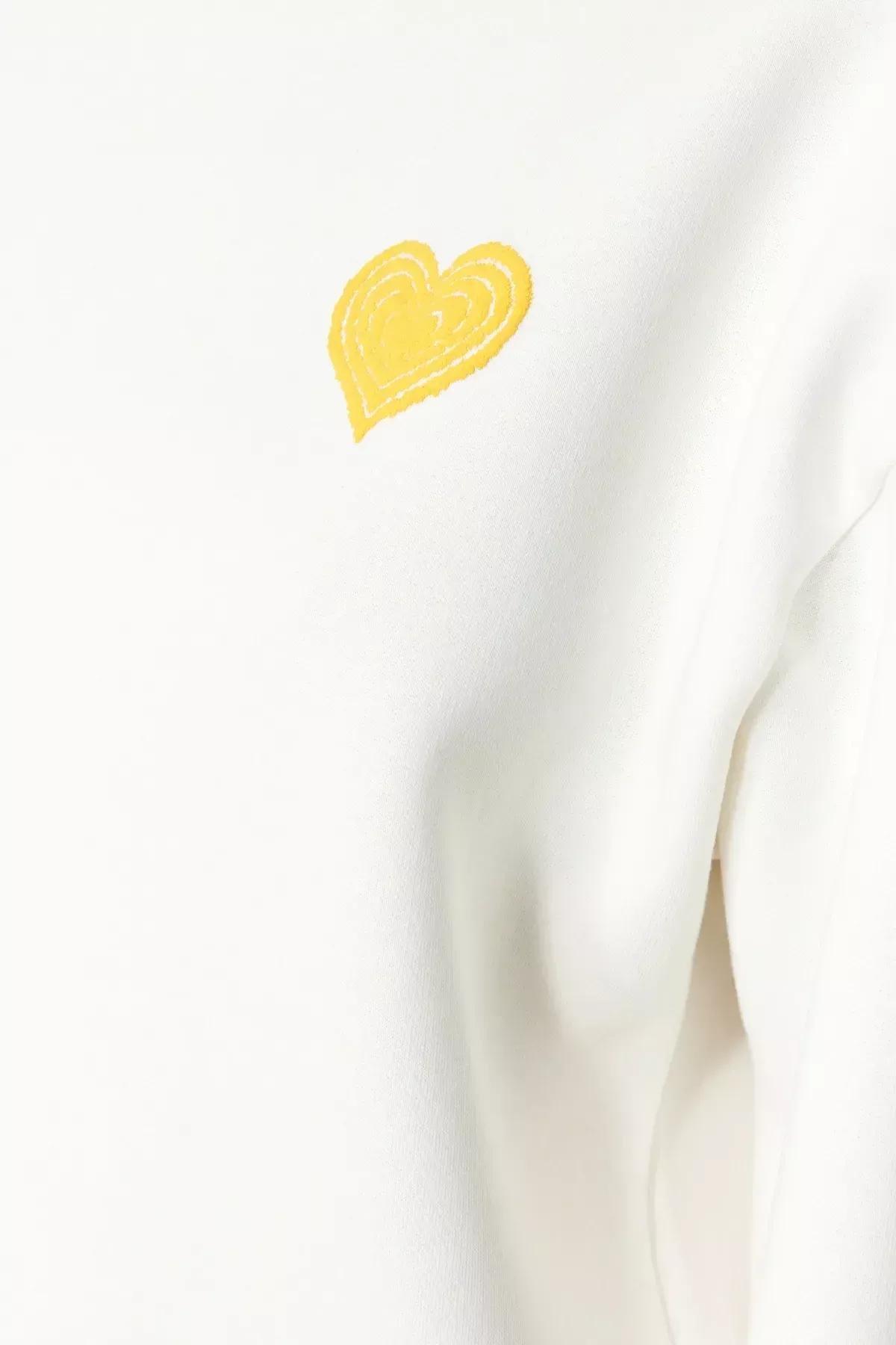 Ecru Embossed Chest Oversized Sweatshirt, Ecru, large image number 4