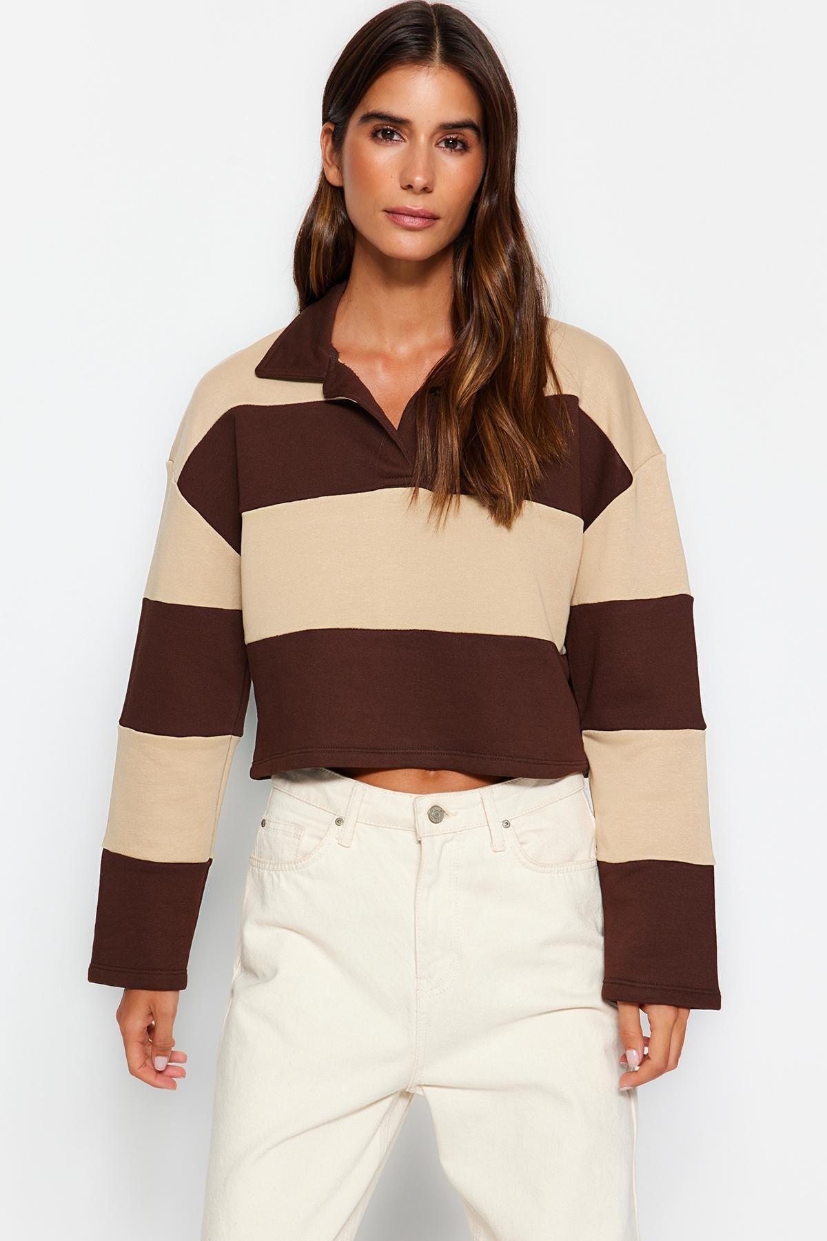 Trendyol - Brown Polo Neck Sweatshirt