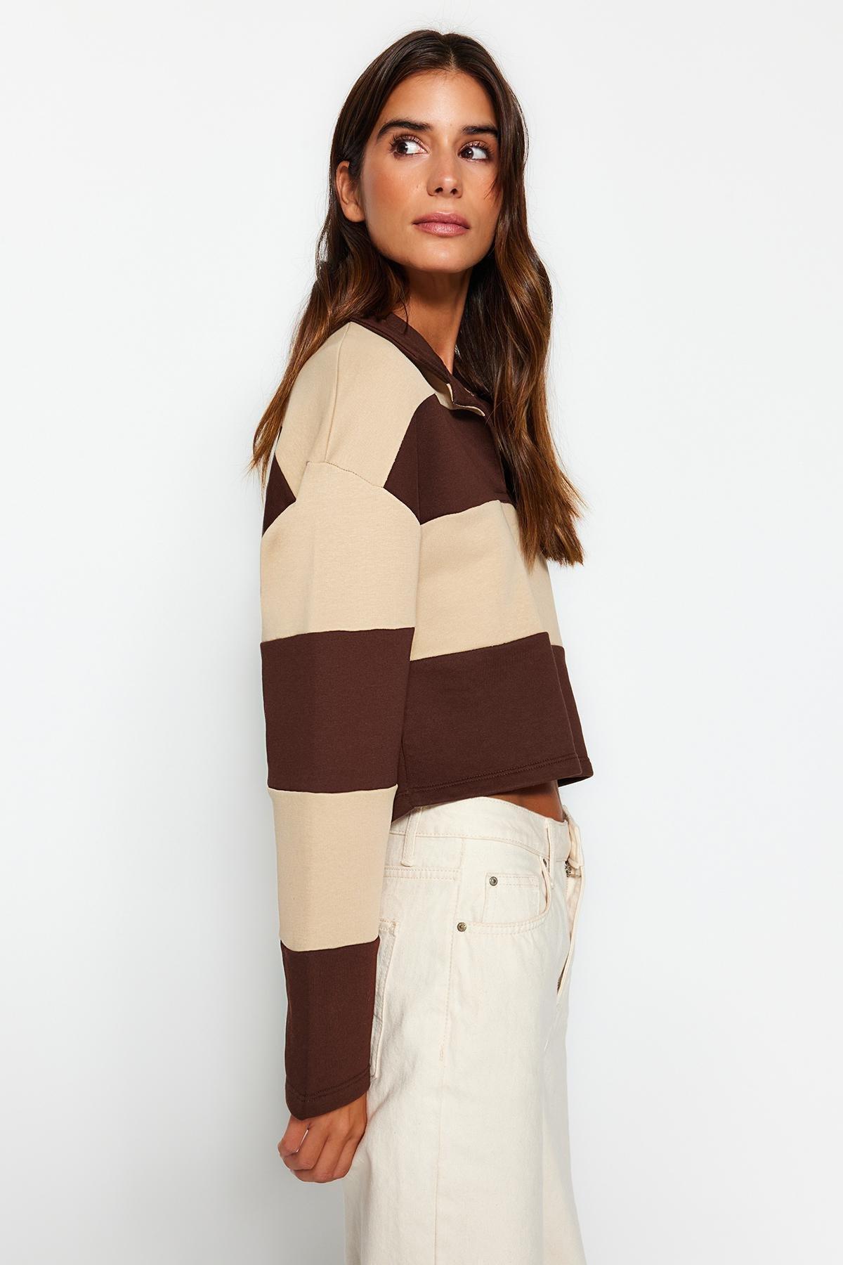 Trendyol - Brown Polo Neck Sweatshirt