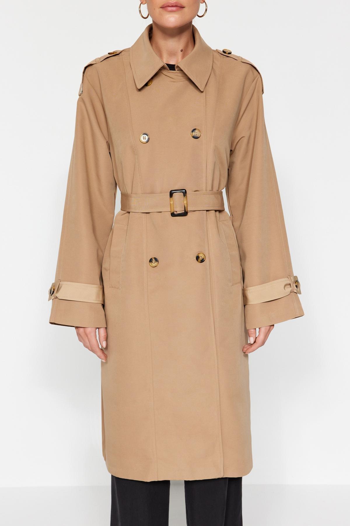 Beige Oversized Trench Coat, , large image number 3