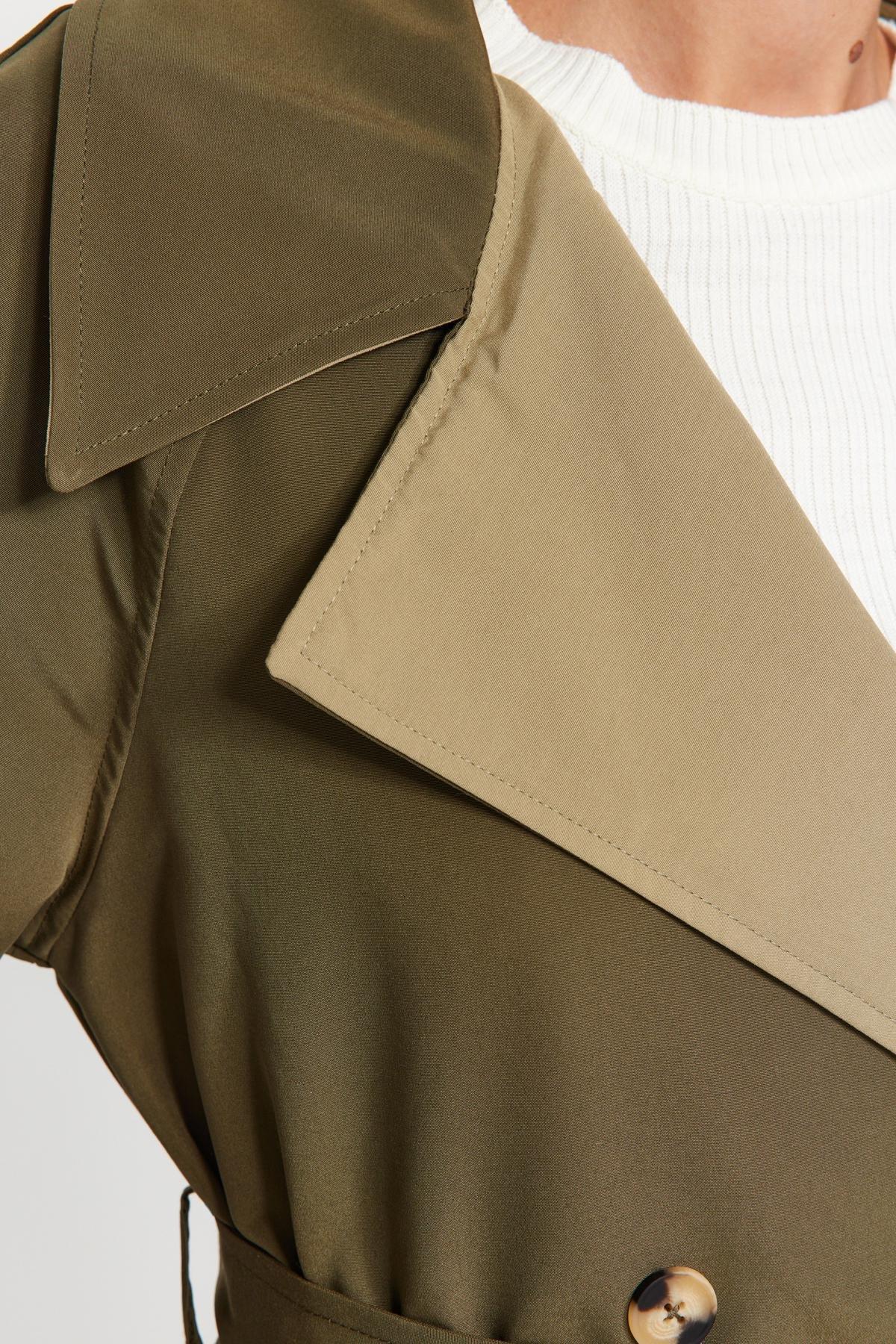 Trendyol - Khaki Oversized Belted Trench Coat