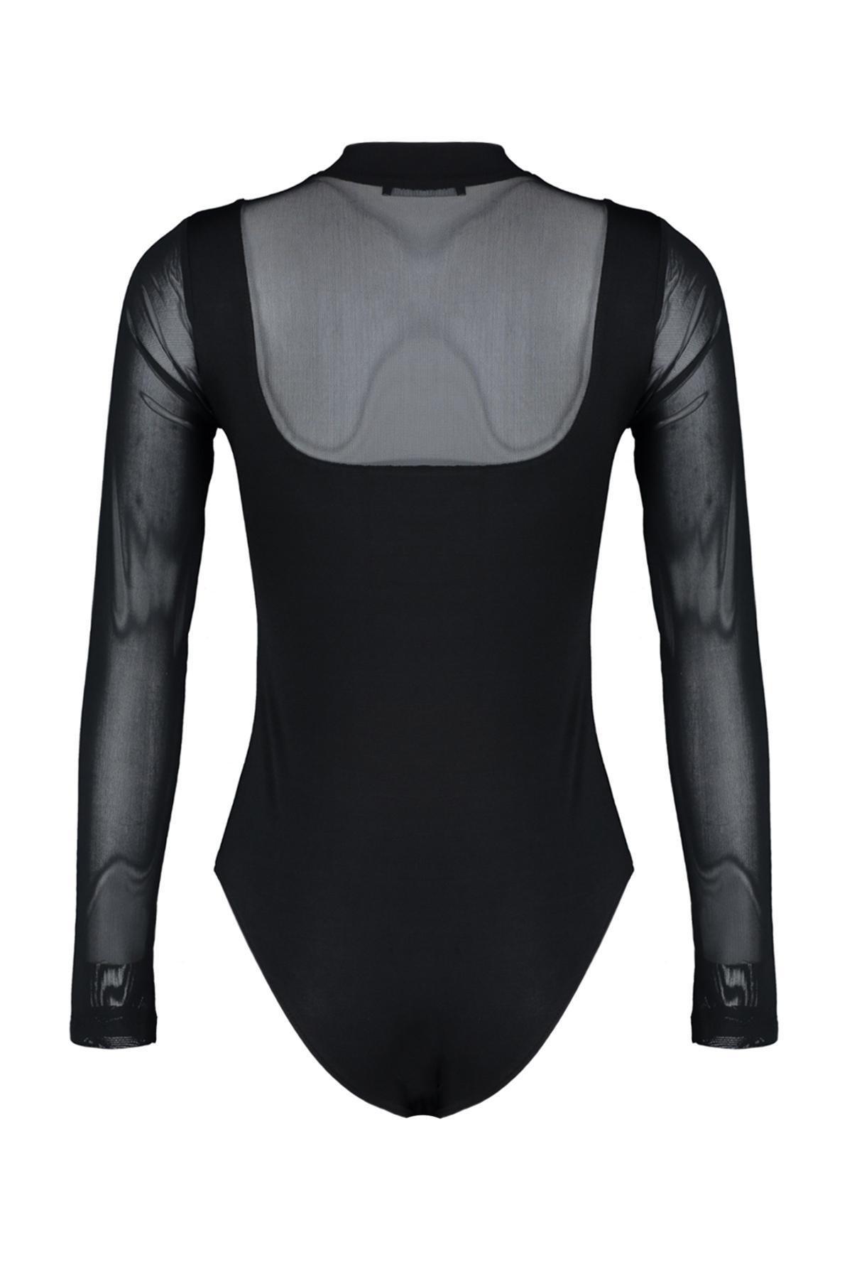 Black Tulle Knitted Bodysuit, , large image number 6