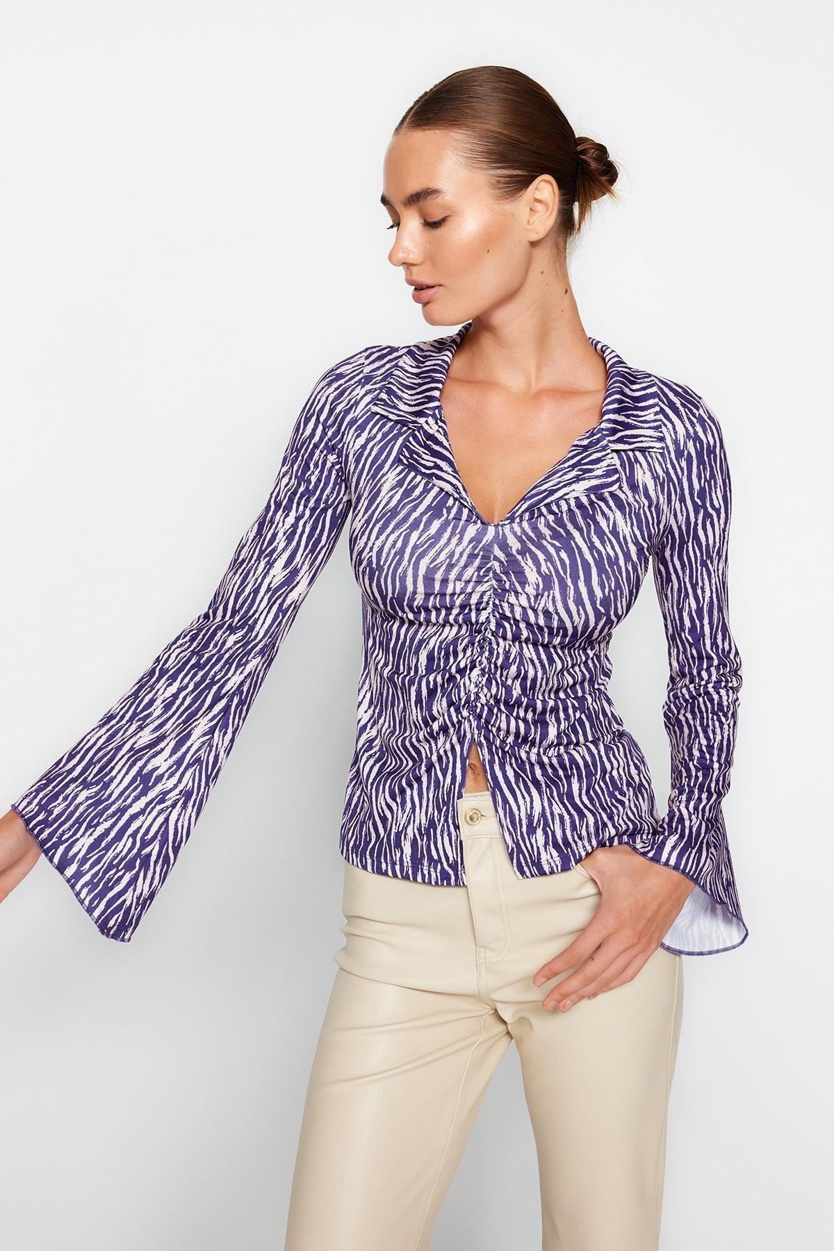 Trendyol - Purple Printed Slim Fit Shirt