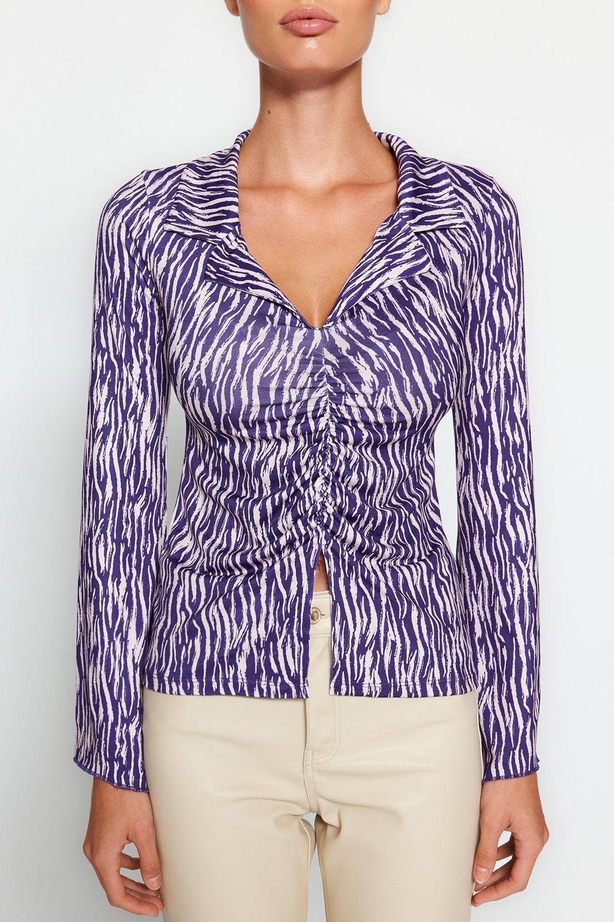 Trendyol - Purple Printed Slim Fit Shirt