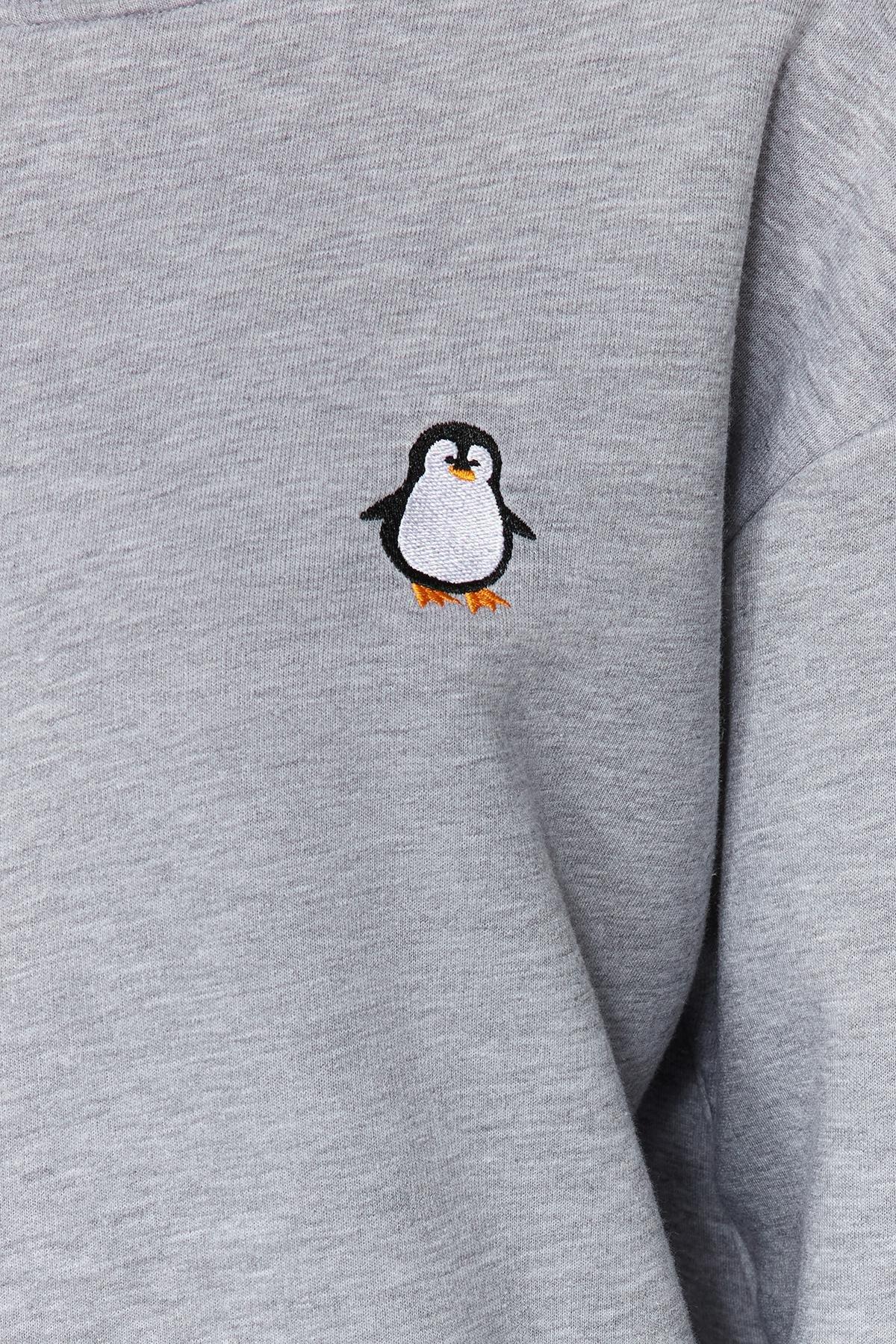 Grey Embroidered Knitted Sweatshirt, , large image number 4