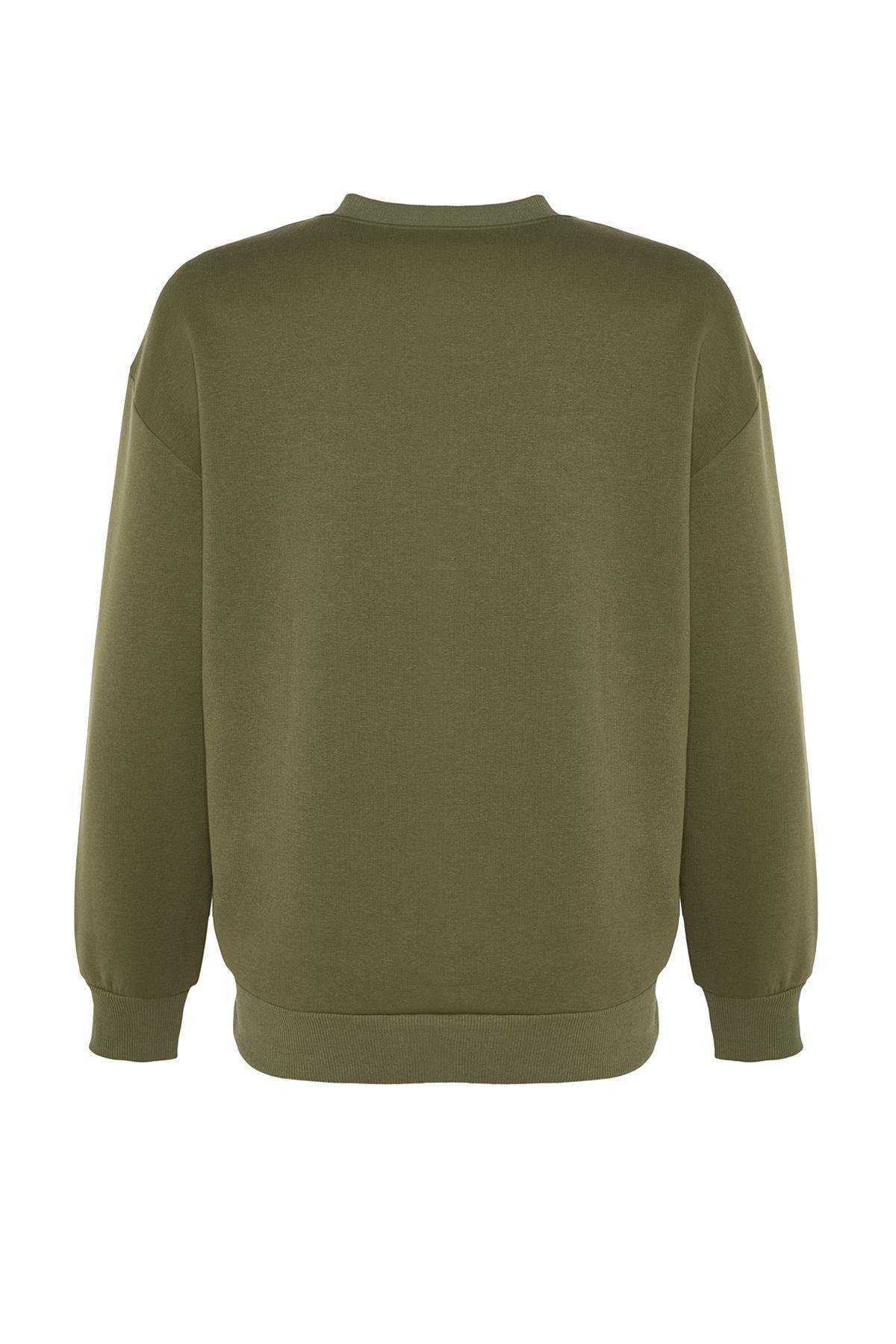 Khaki Embraided Knitted Sweatshirt, , large image number 7