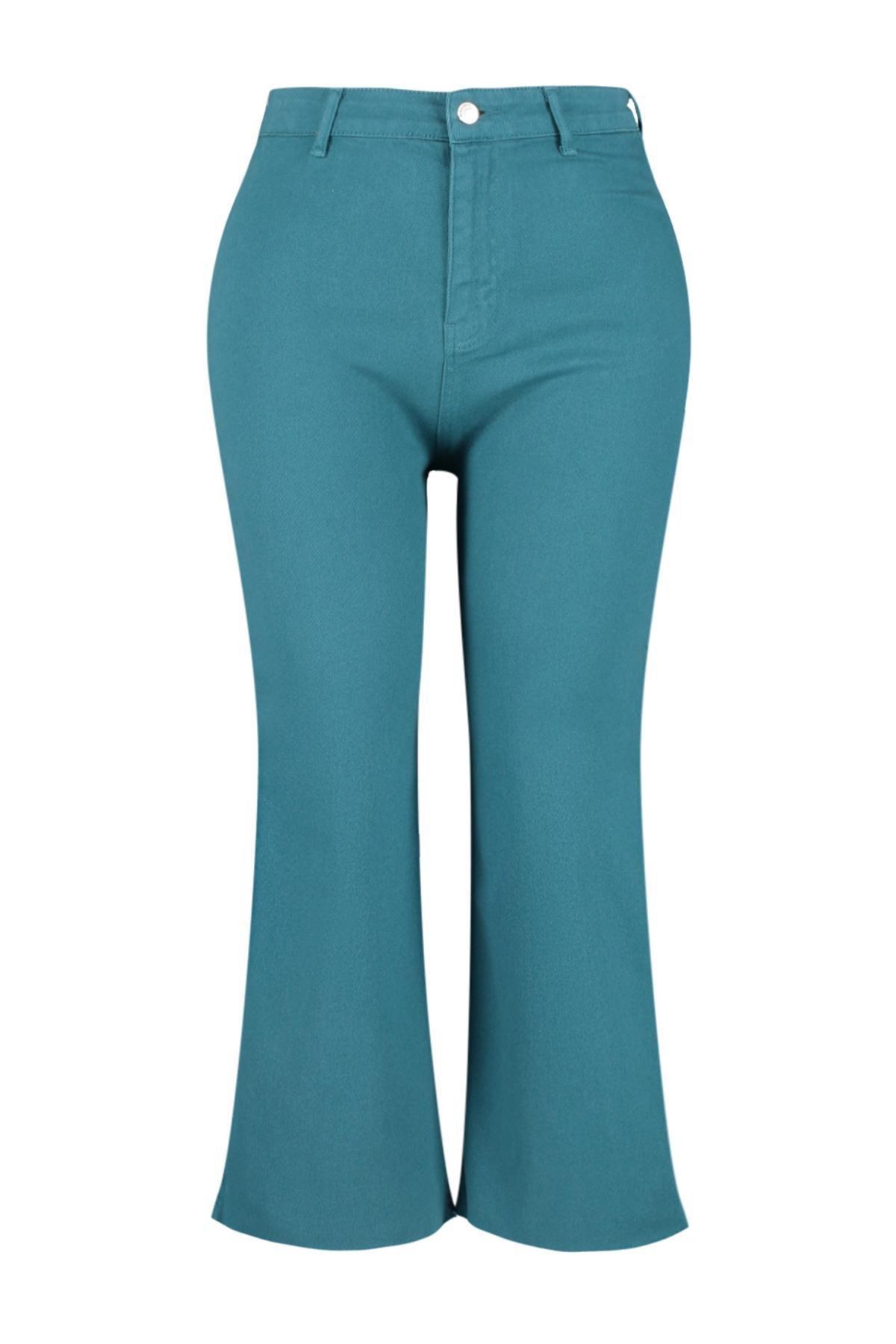 Trendyol - Blue High Waist Buckled Culotte Fit Jeans