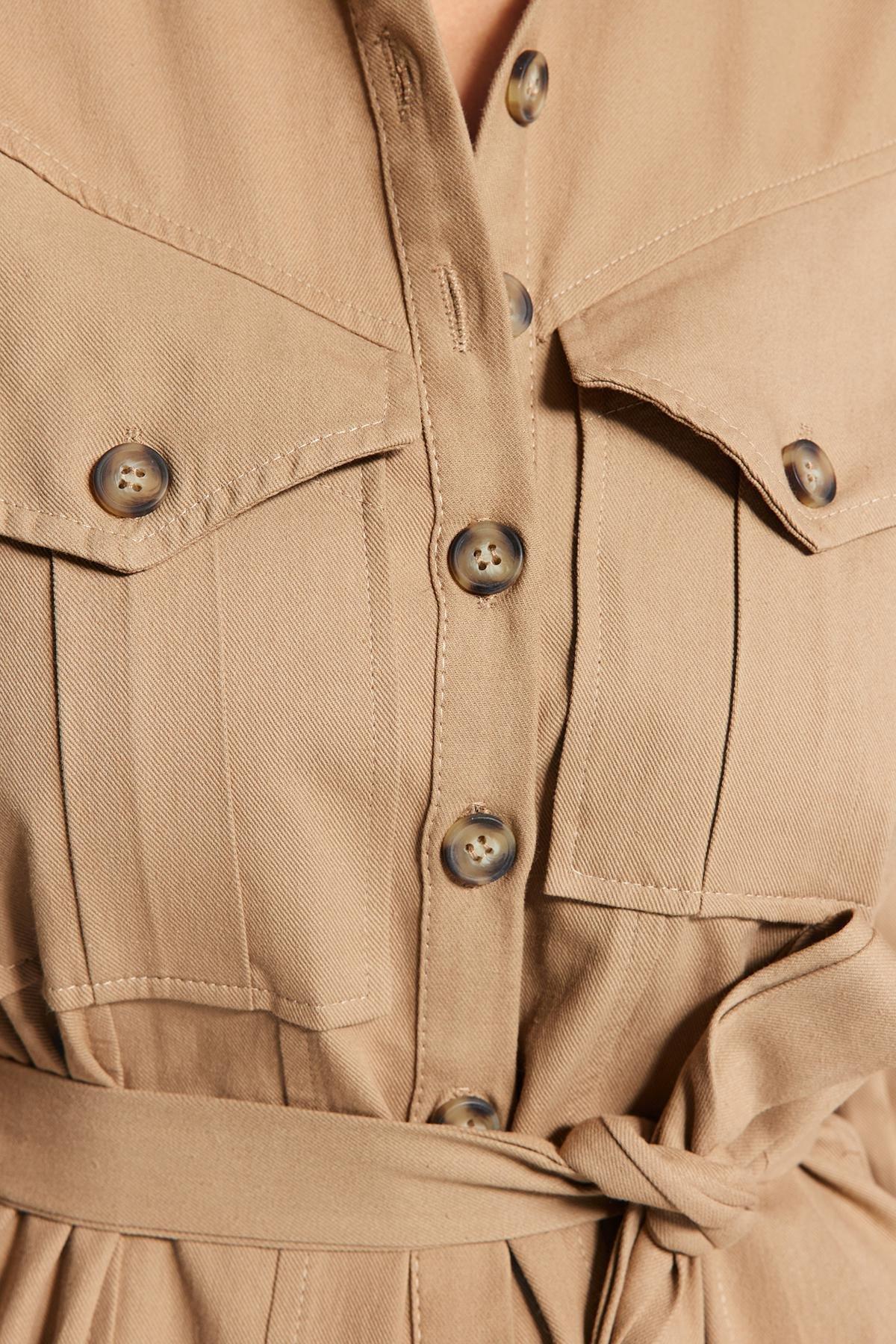 Beige Belted Knitted Shirt Dress, , large image number 4