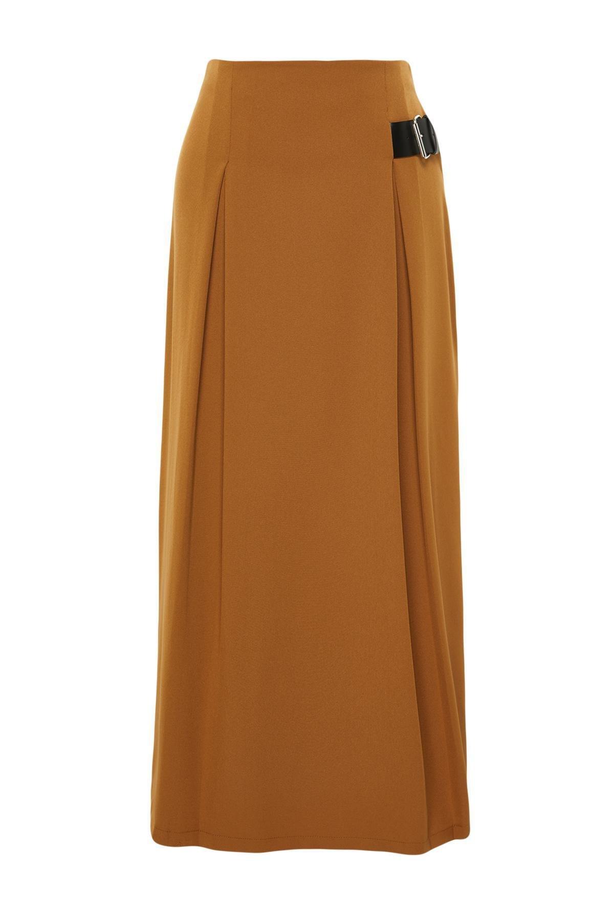 Trendyol - Brown Detailed Woven Skirt