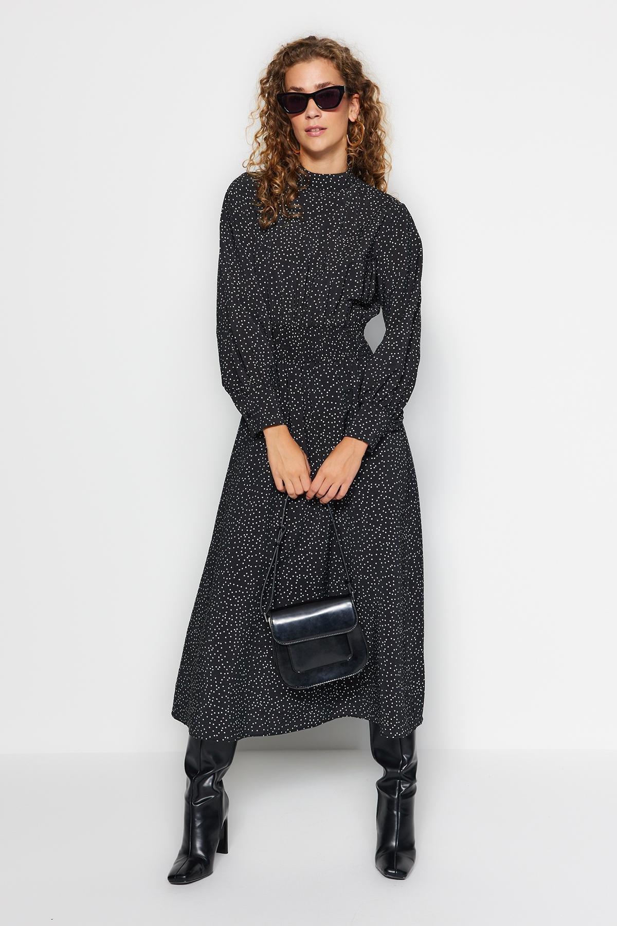 Black Polka Dot Knitted Dress, , large image number 0