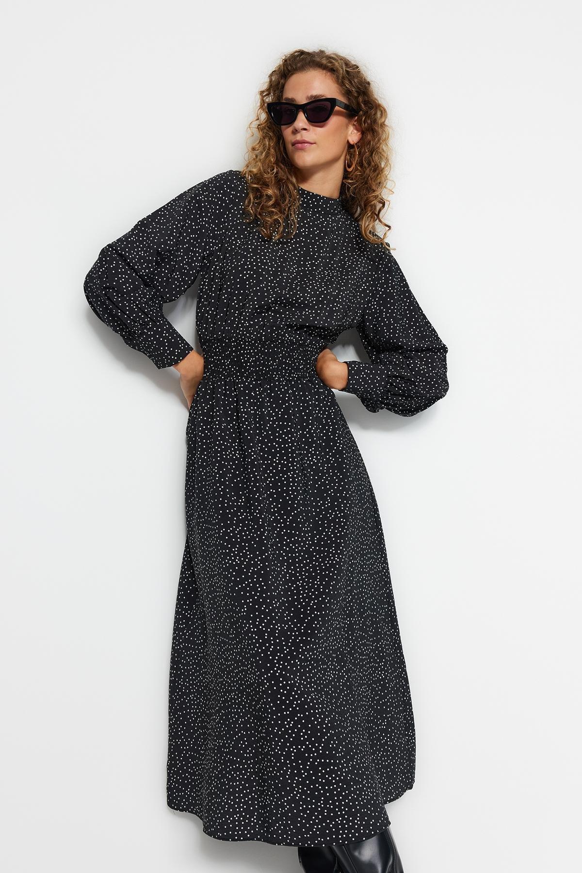 Black Polka Dot Knitted Dress, , large image number 2
