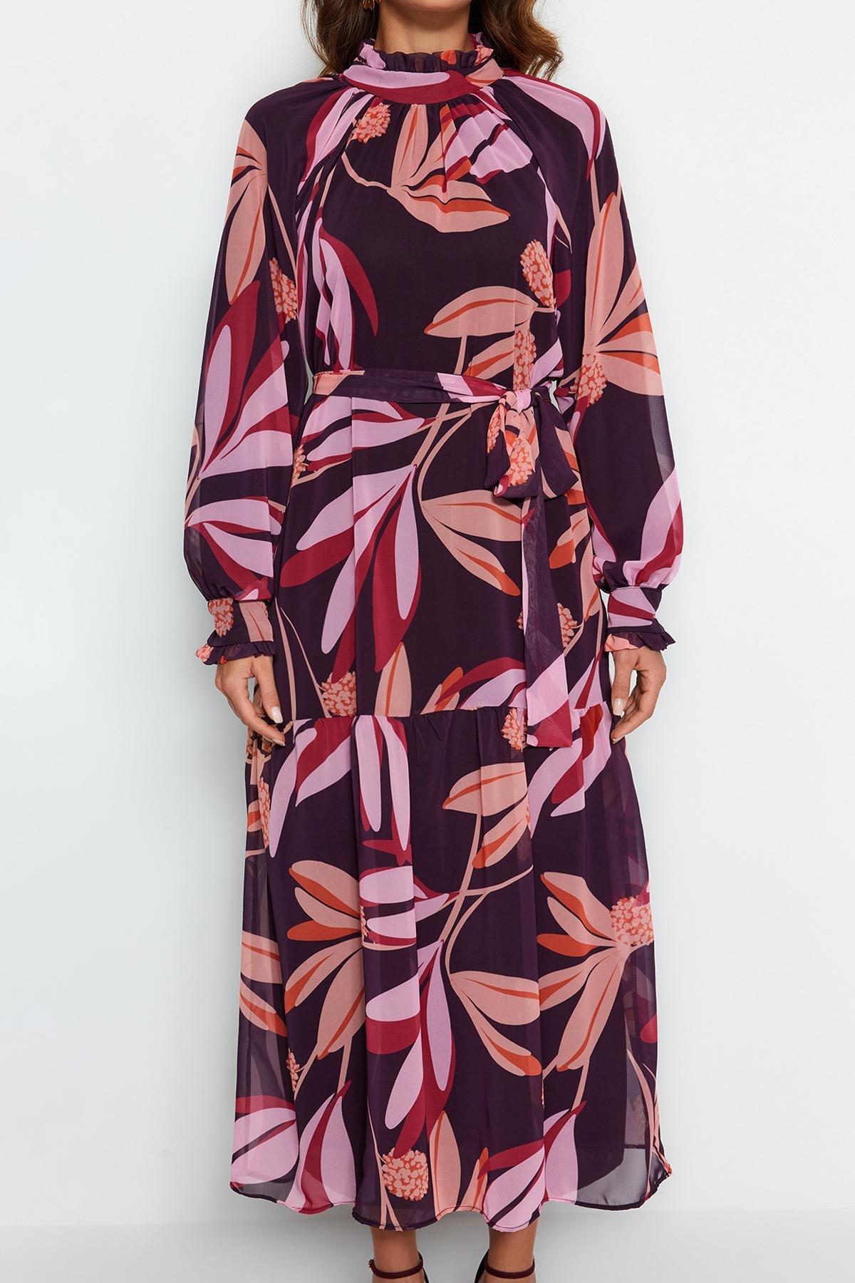 Patterned chiffon outlet dress