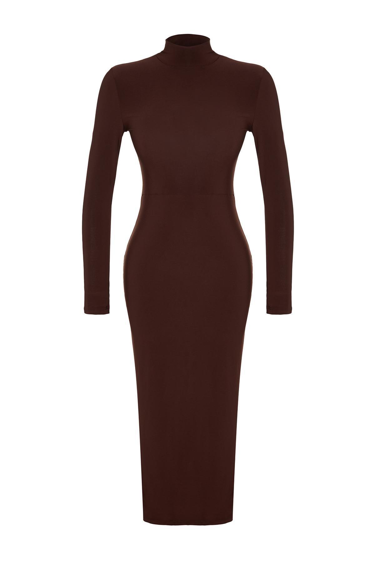 Stand-Up Collar Ribbed Bodycon Maxi, , large image number 5