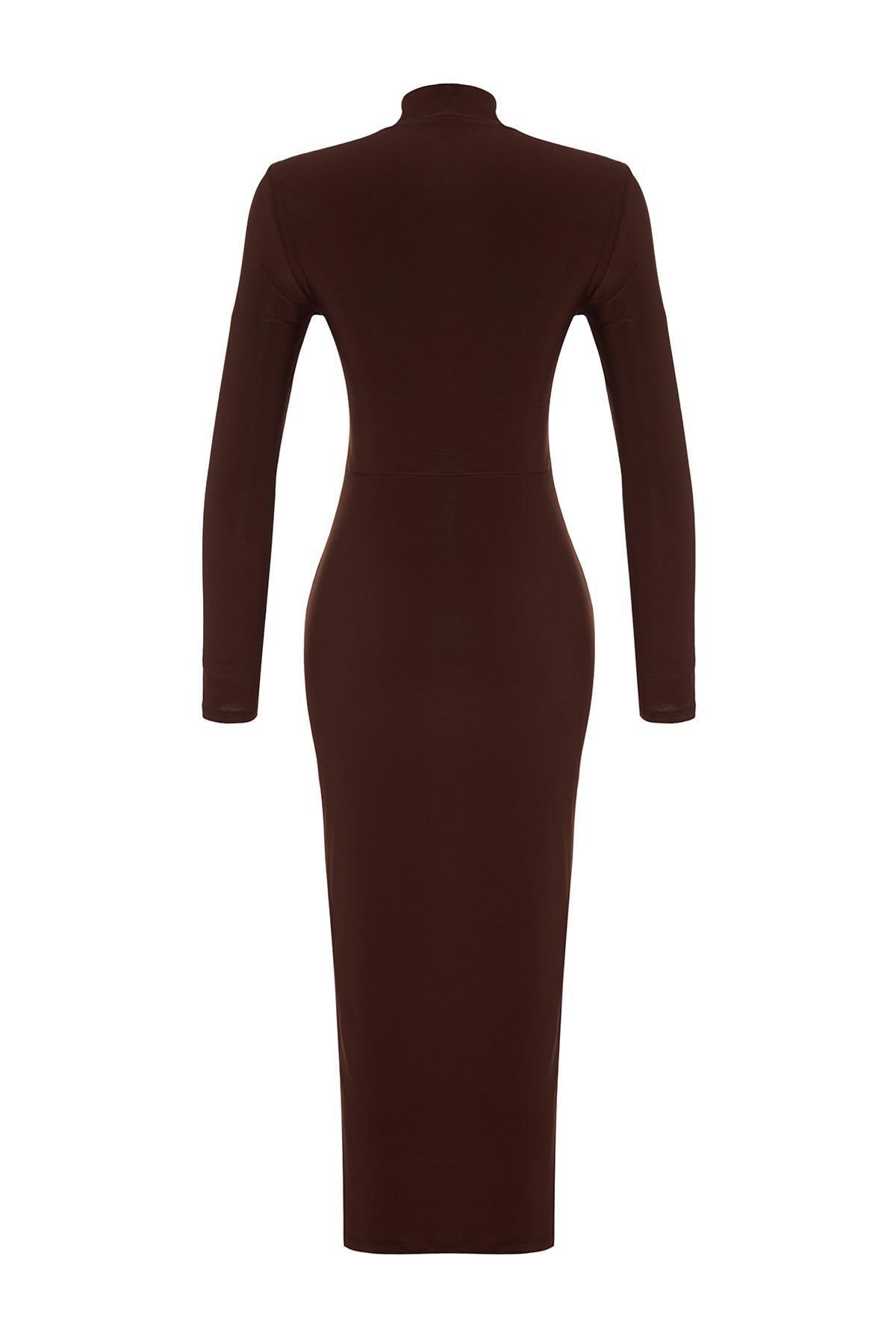 Stand-Up Collar Ribbed Bodycon Maxi, , large image number 6