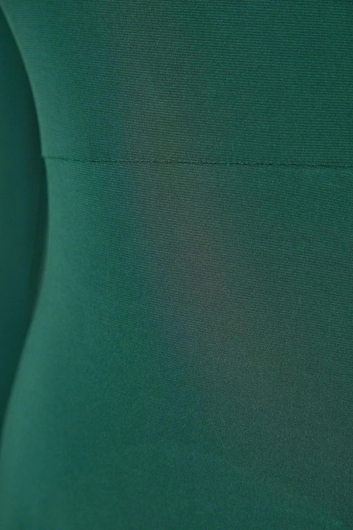 Green Stand-Up Collar Knitted Maxi Dress, , large image number 10