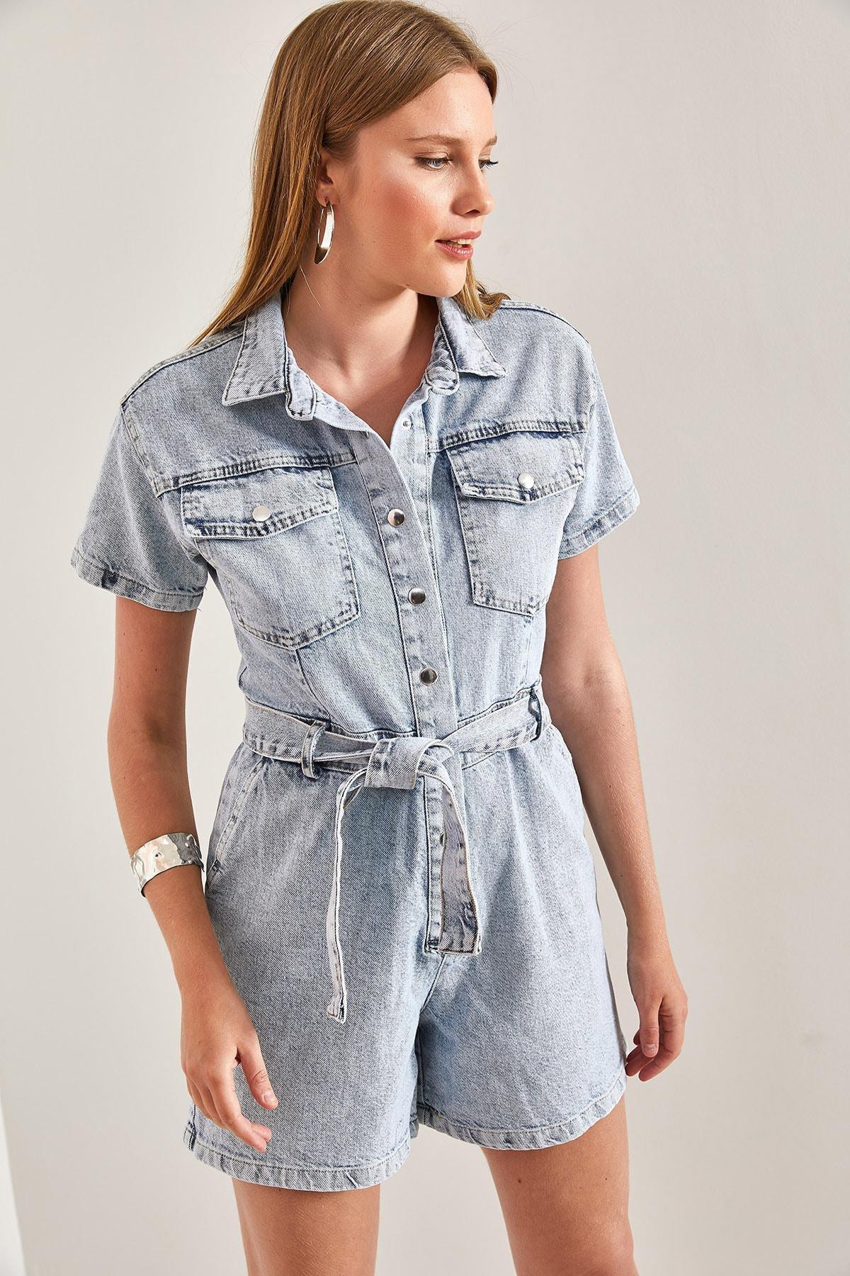 Blue Denim Jumpsuit, , large image number 0