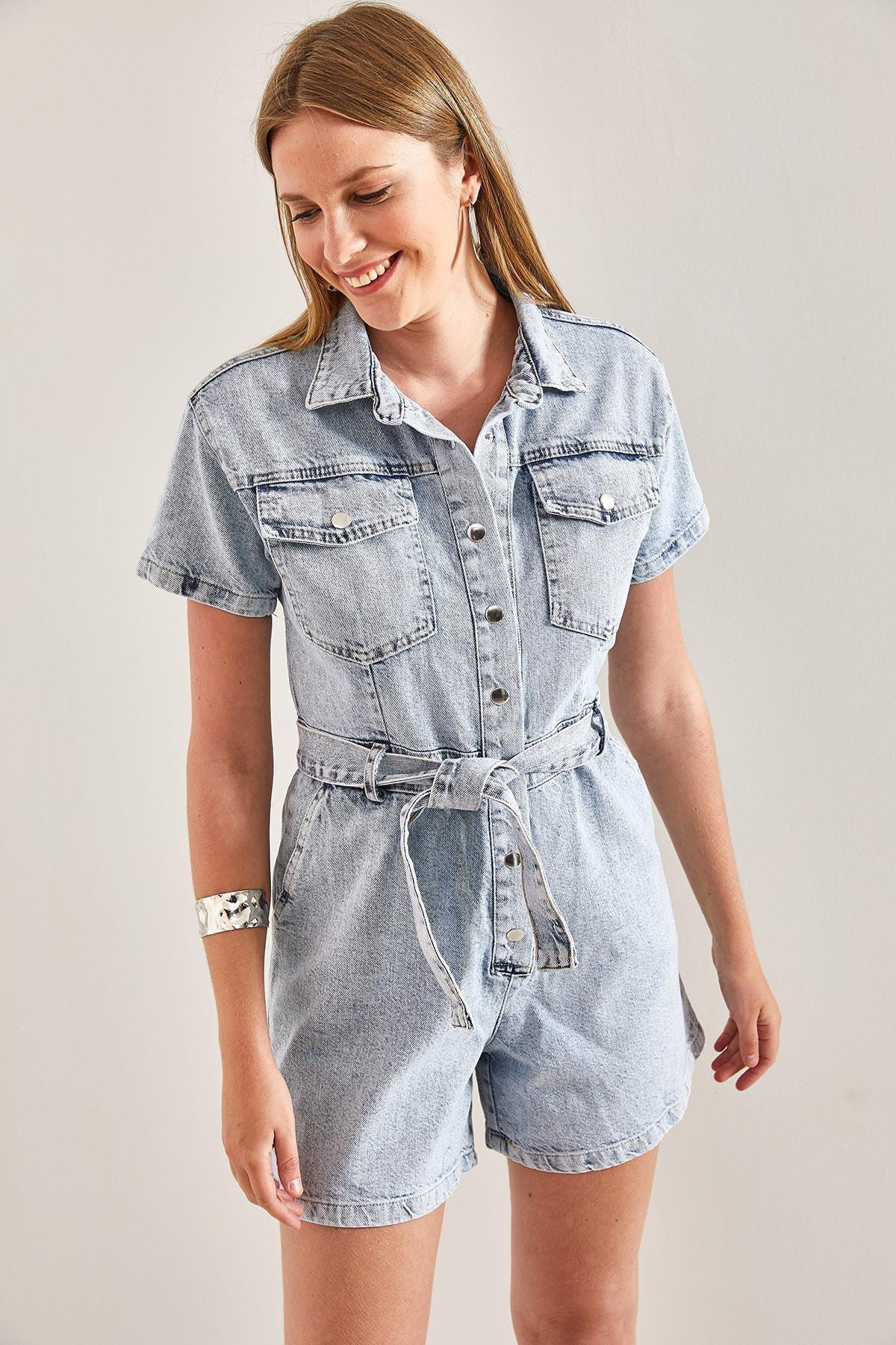 Blue Denim Jumpsuit, , large image number 3