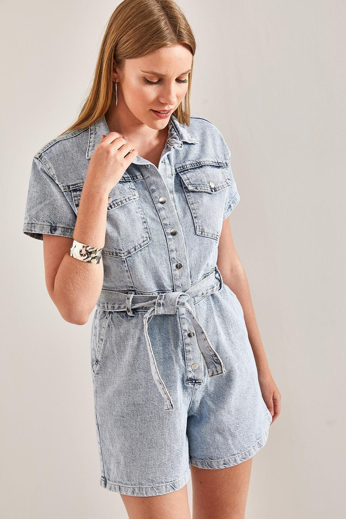 Blue Denim Jumpsuit, , large image number 4