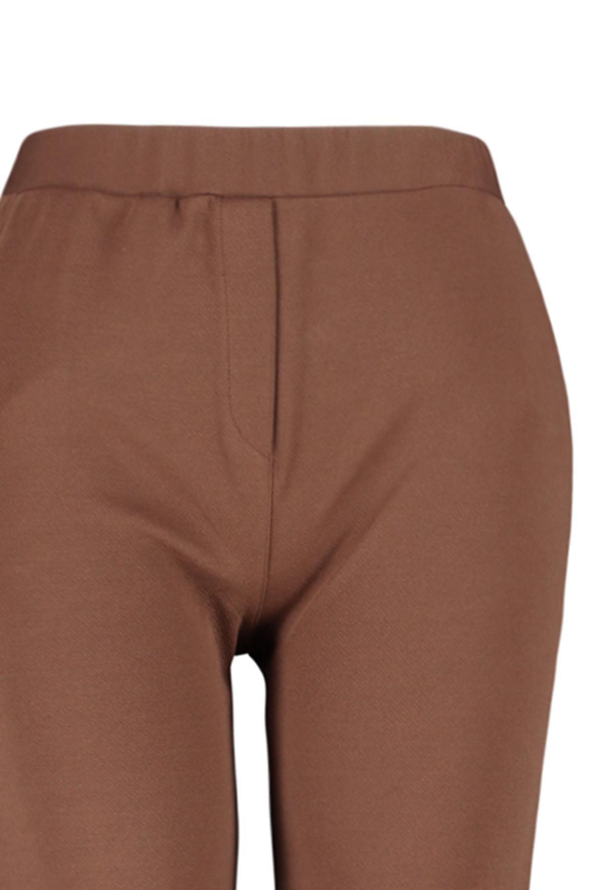 Trendyol - Brown High Waist Crepe Knitted Pants