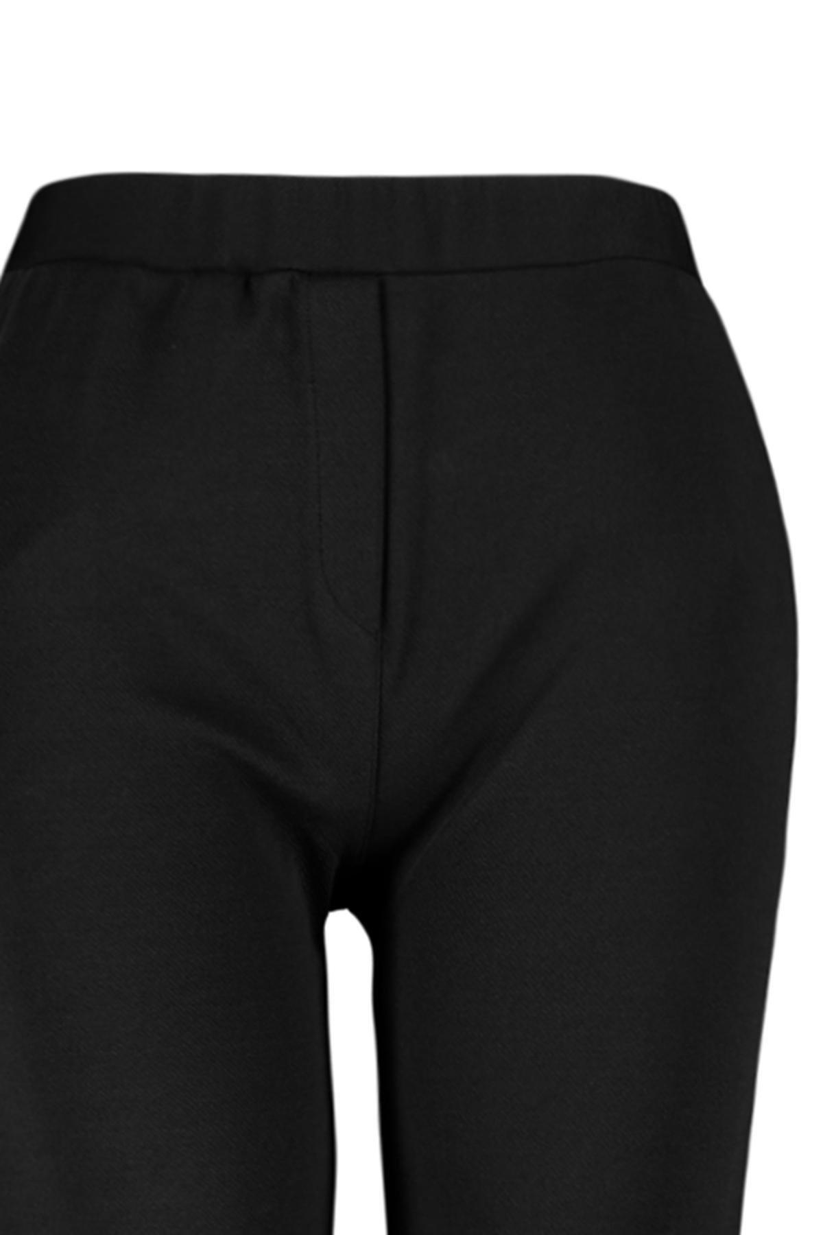 Black High Waist Crepe Knitted Pants, , large image number 7
